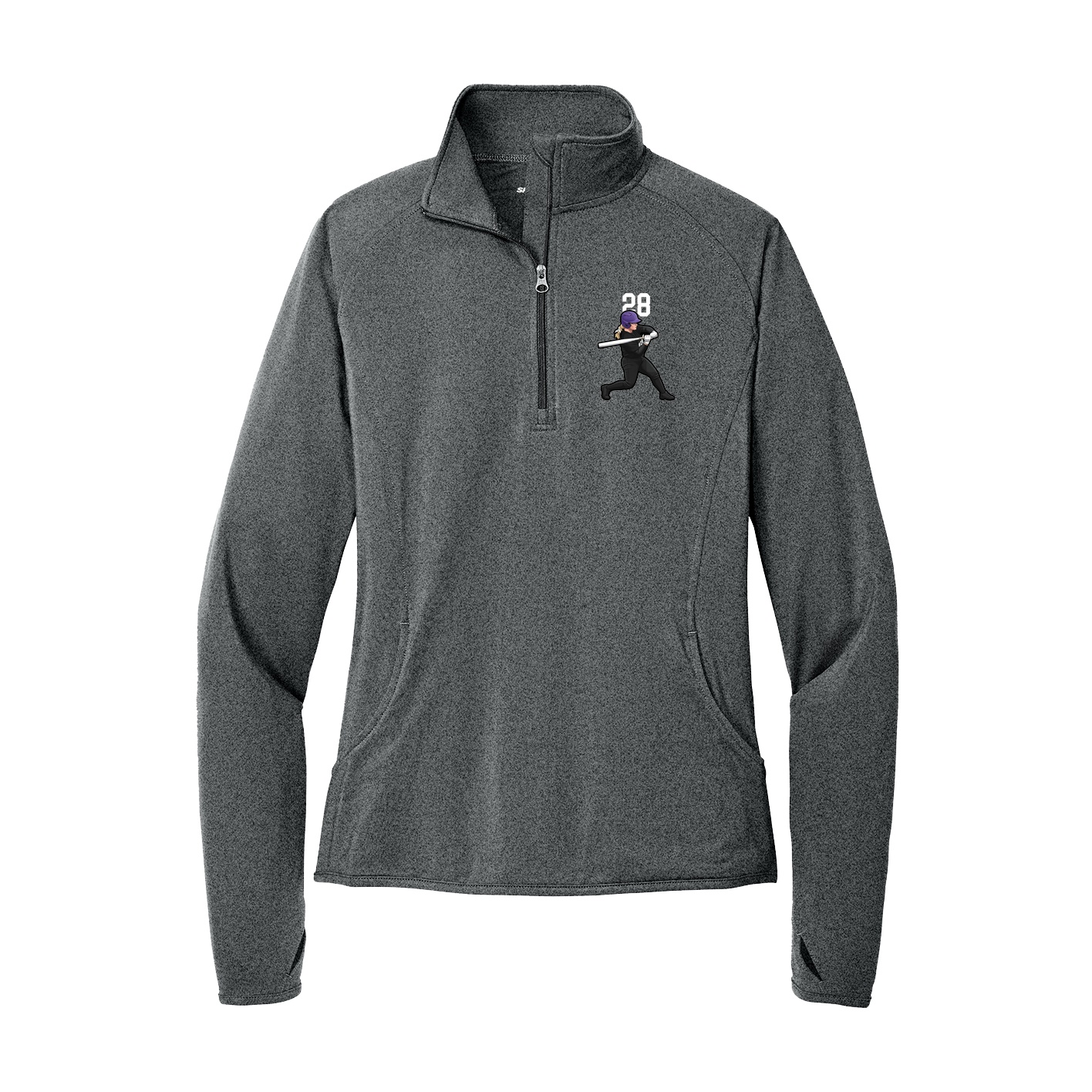 Women's Q-Zip Pullover — Number Top in Grey