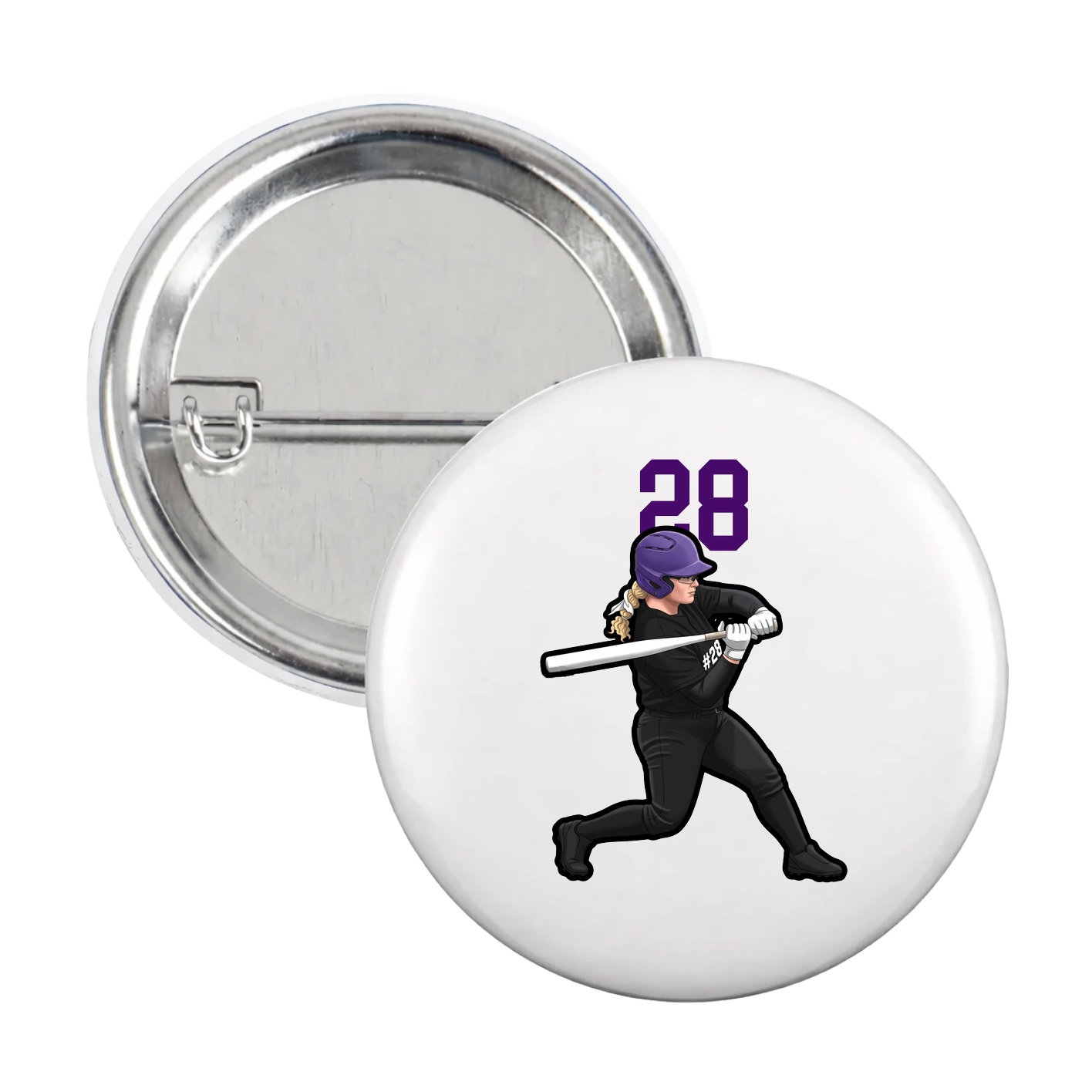Game Day Button — Number Top in White
