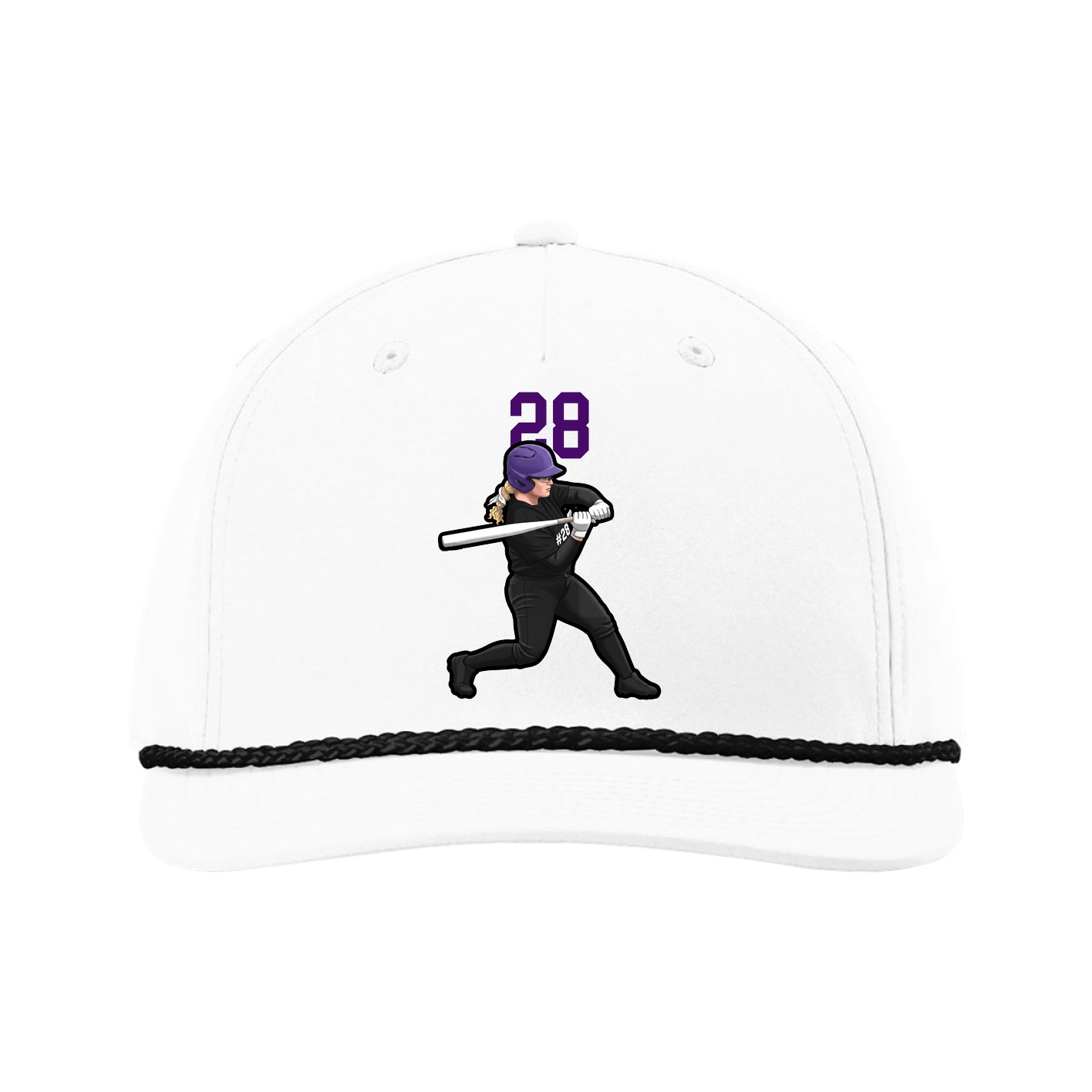 Five-Panel Classic Rope Cap — Number Top in White