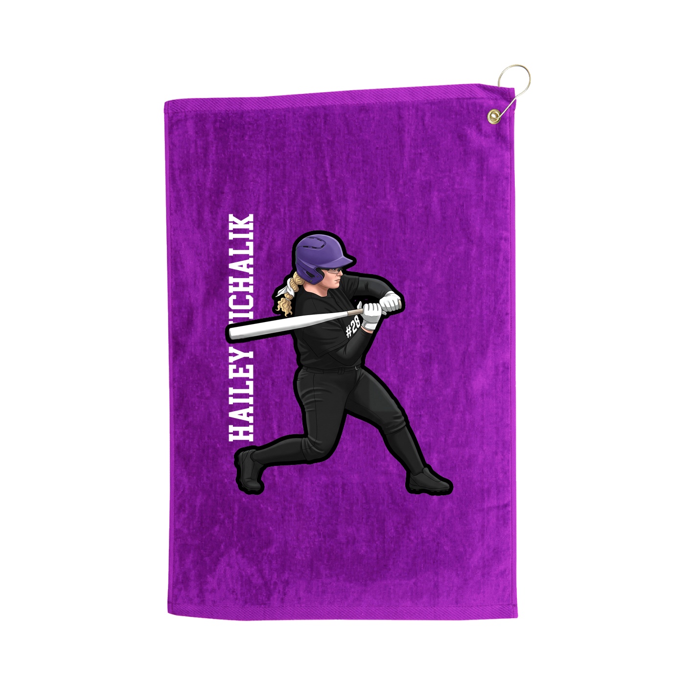 Golf Towel — Name Vertical in Purple
