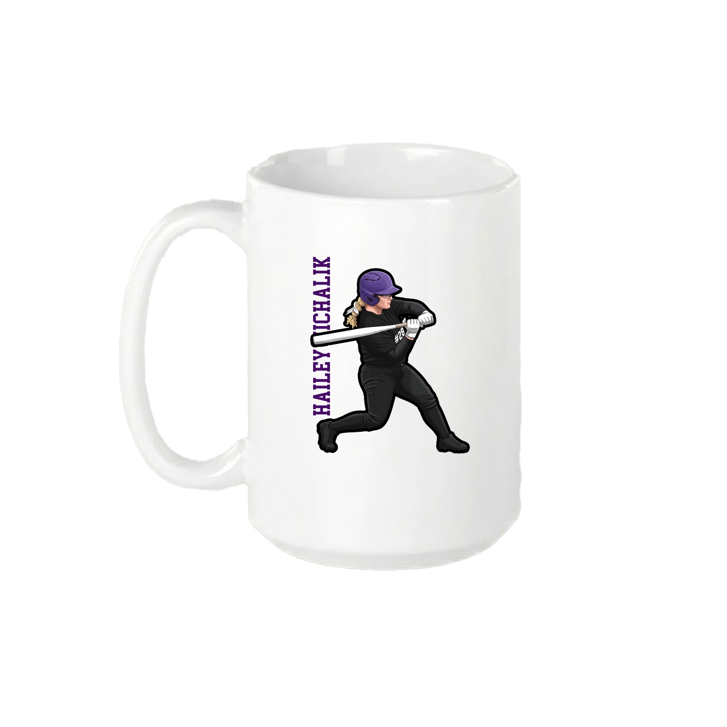 15oz Coffee Mug — Name Vertical in White