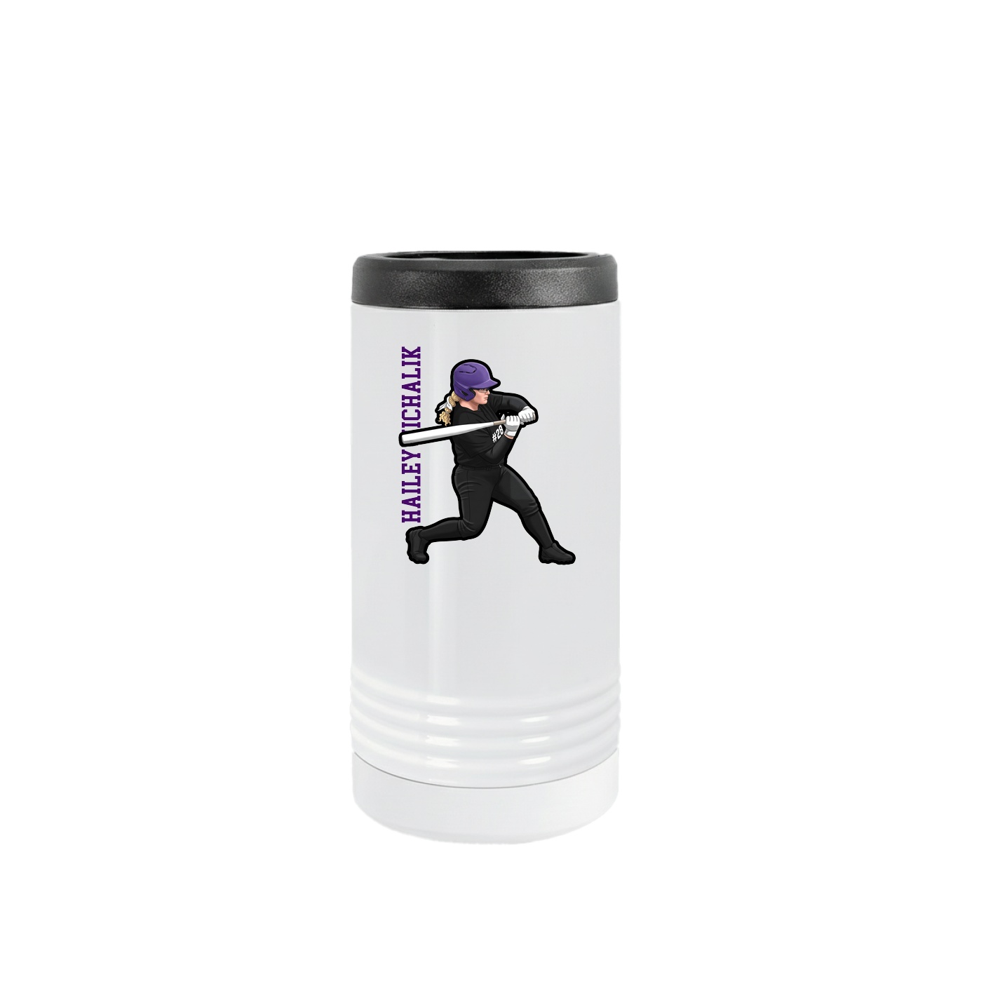 Slim Beverage Holder — Name Vertical in White