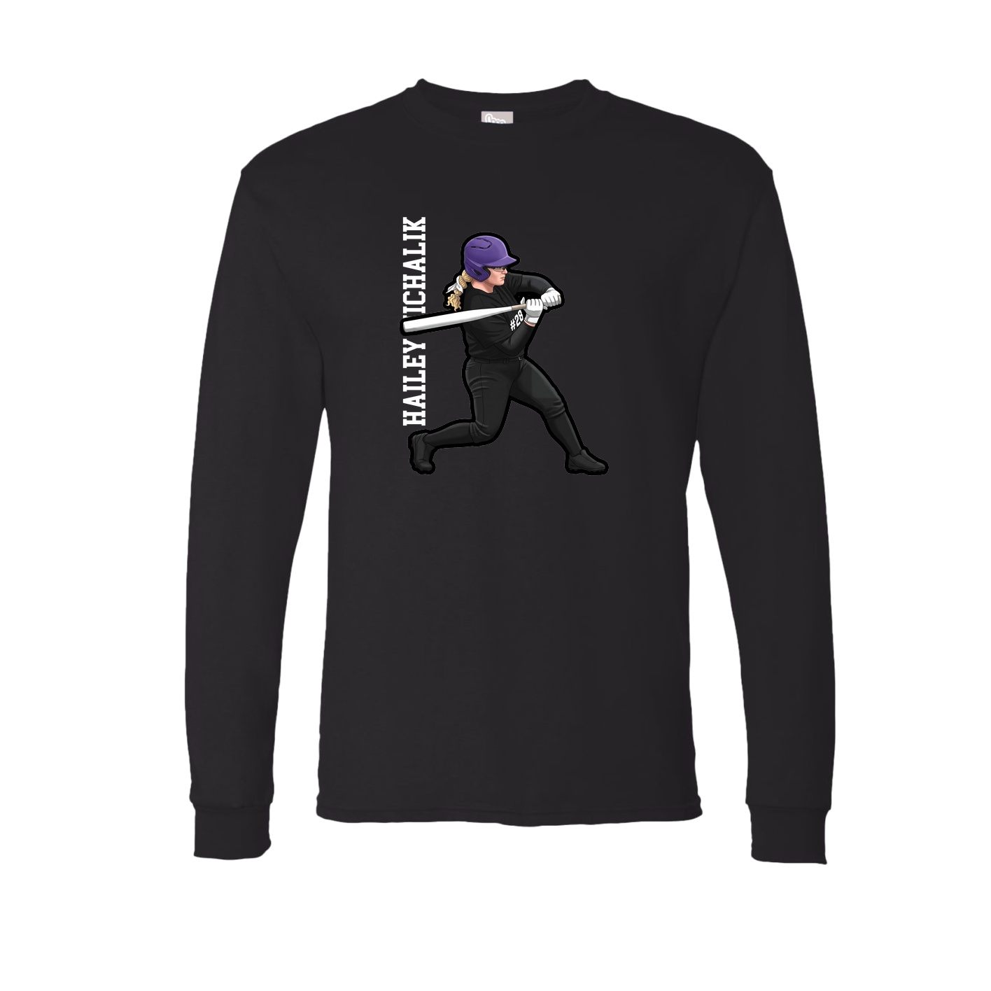 Long Sleeve Tee — Name Vertical in Black