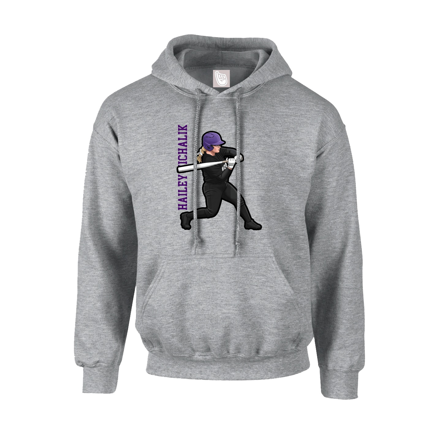 Youth Hoodie — Name Vertical in Grey