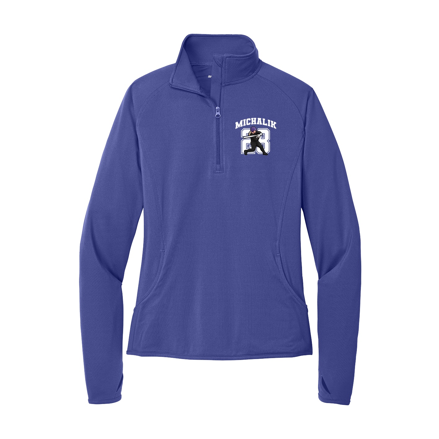 Women's Q-Zip Pullover — Number in Purple