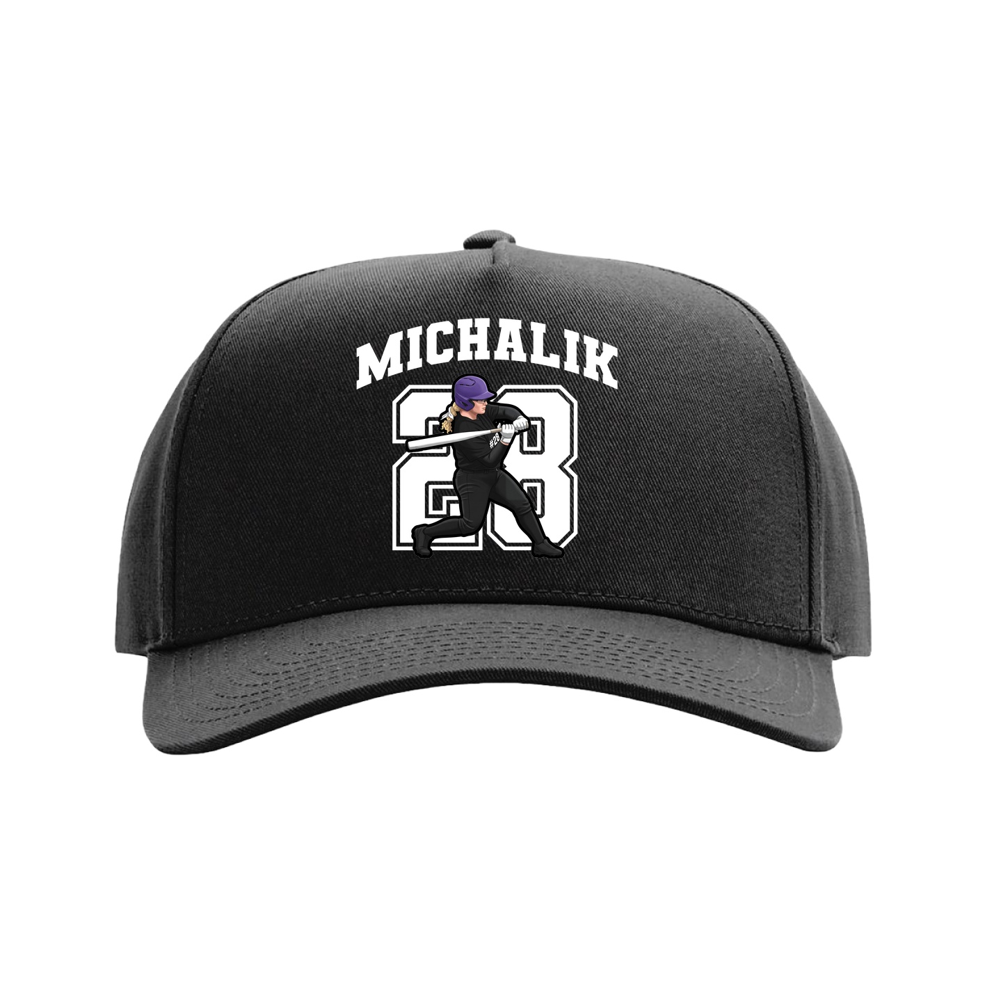 Full Fabric Five-Panel Champ Cap — Number in Black