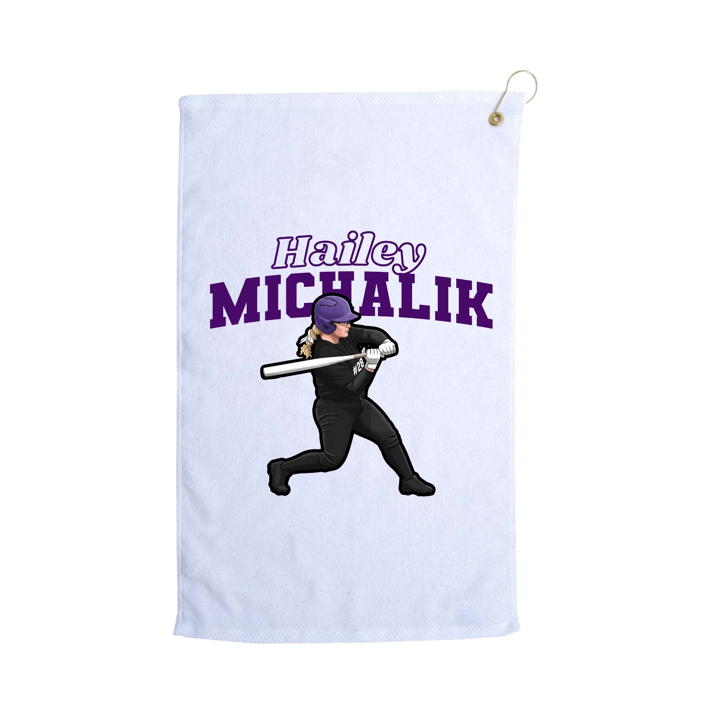 Golf Towel — Name Arch in White