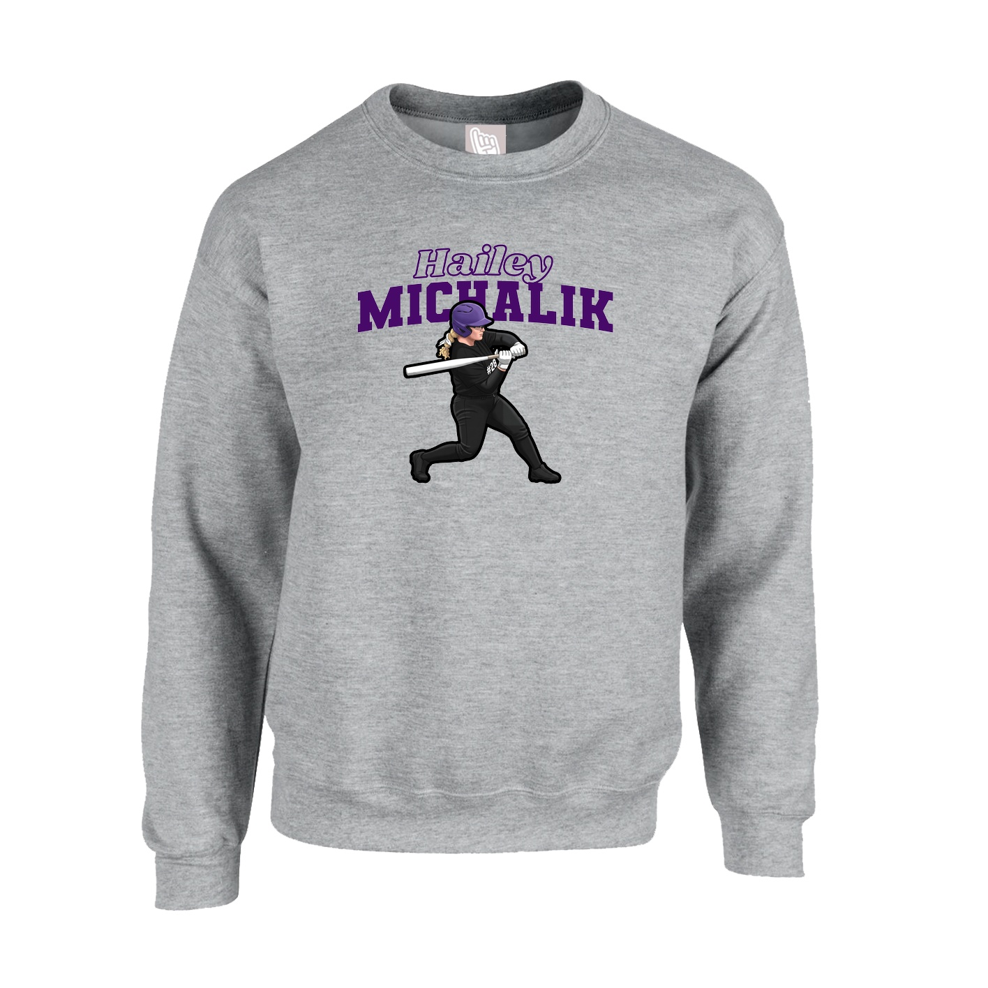 Fleece Crew — Name Arch in Grey