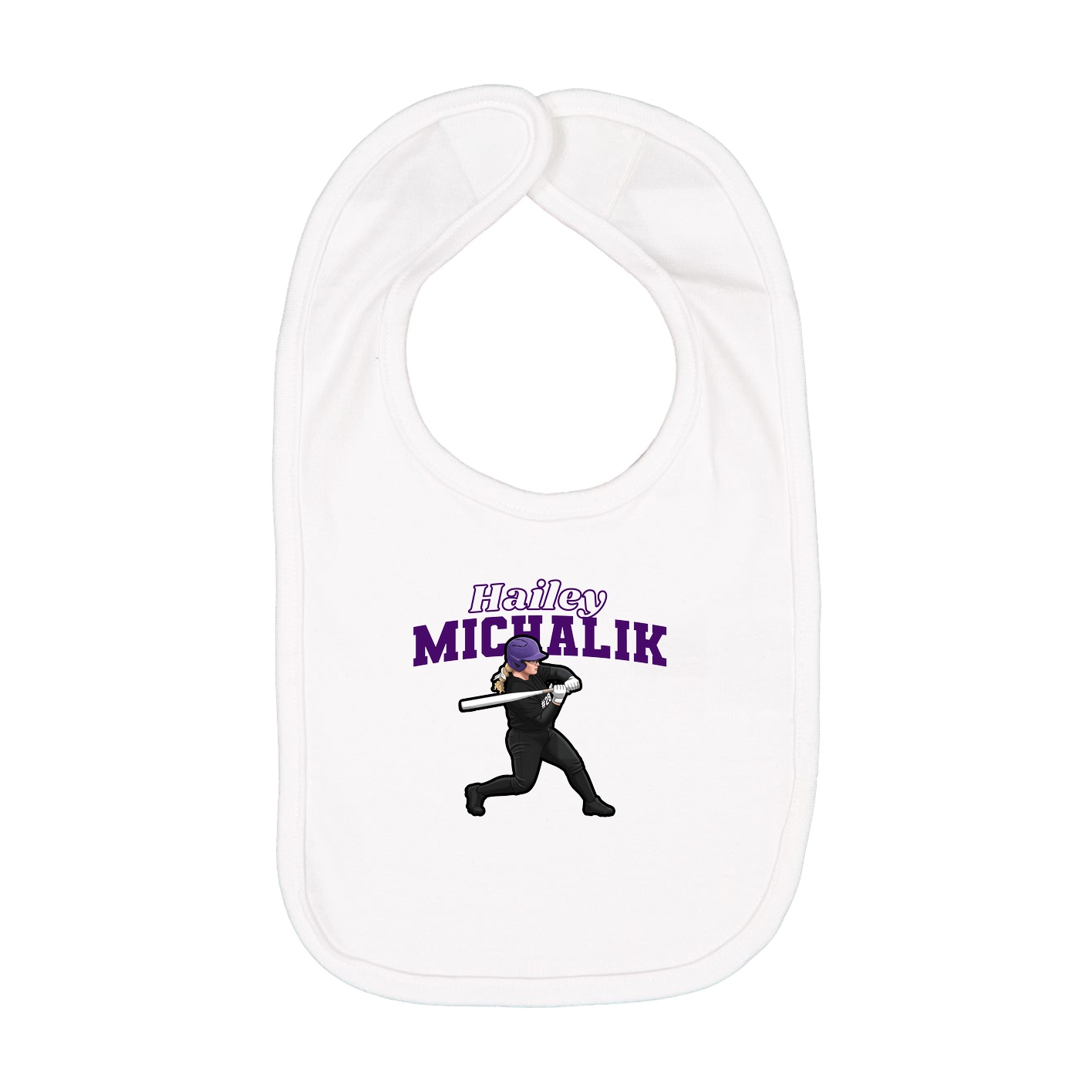 Infant Bib — Name Arch in White