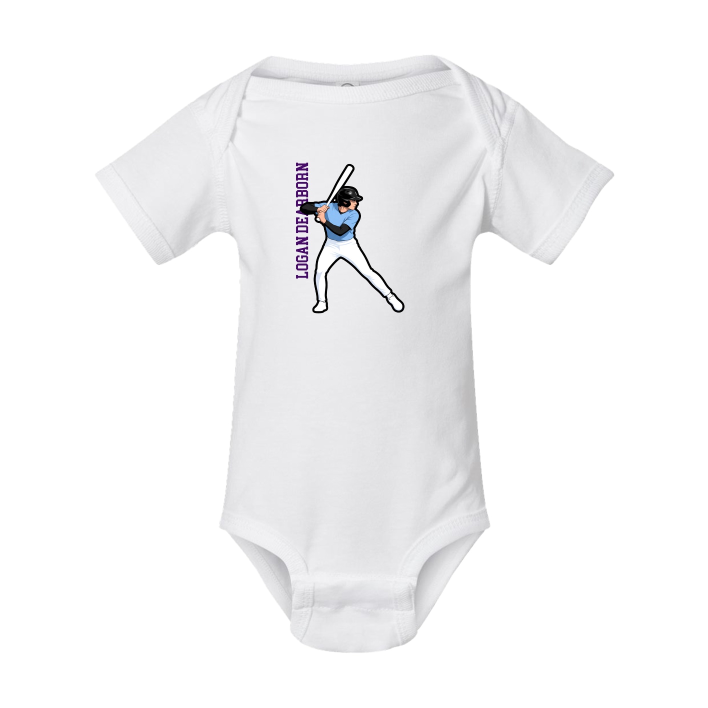 Baby Onesie — Name Vertical in White
