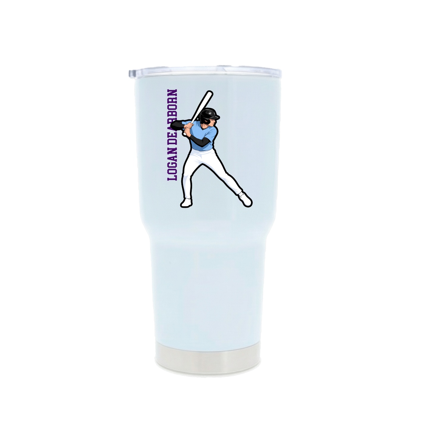 30oz Stainless Steel Tumbler — Name Vertical in White