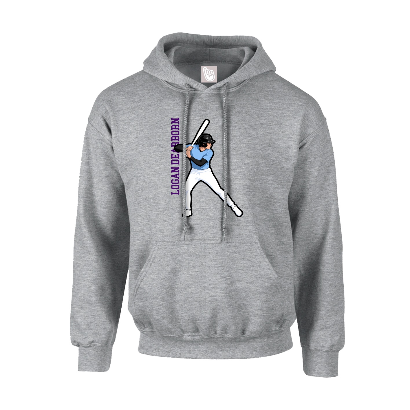 Youth Hoodie — Name Vertical in Grey
