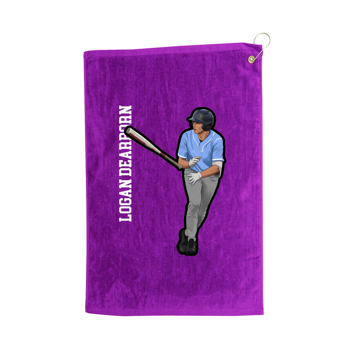 Golf Towel — Name Vertical in Purple