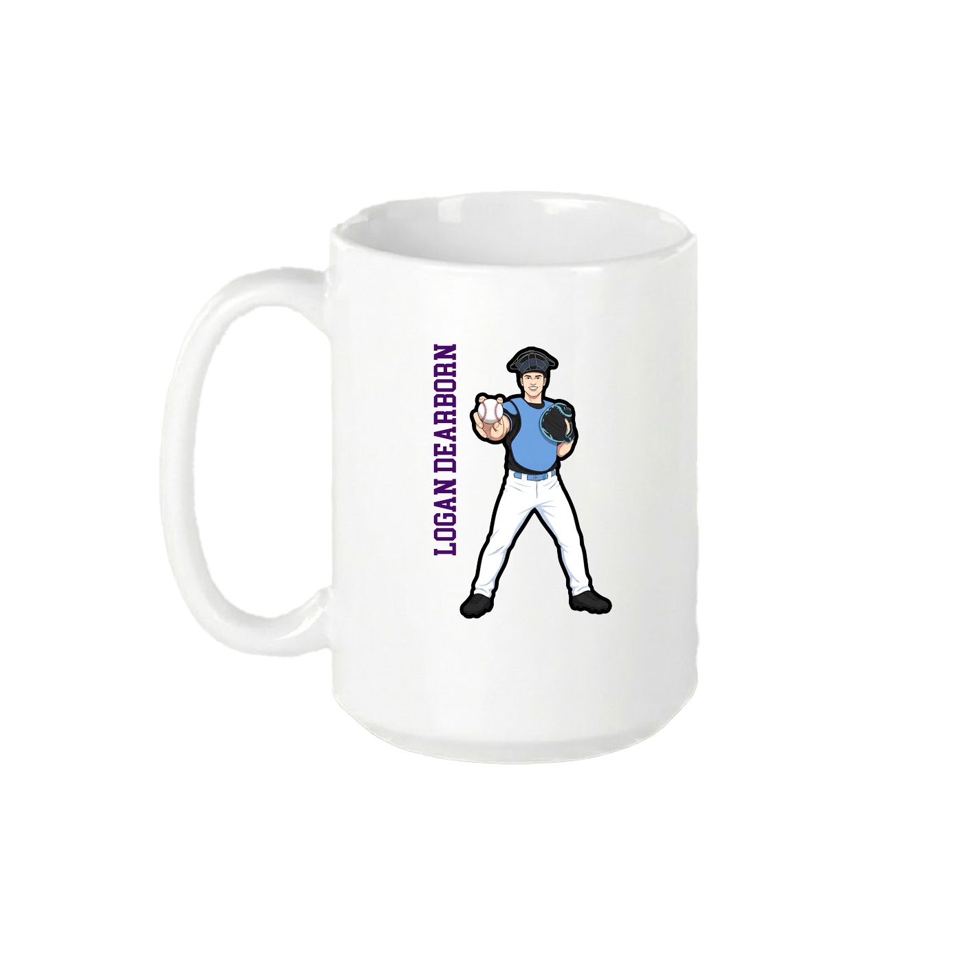 15oz Coffee Mug — Name Vertical in White