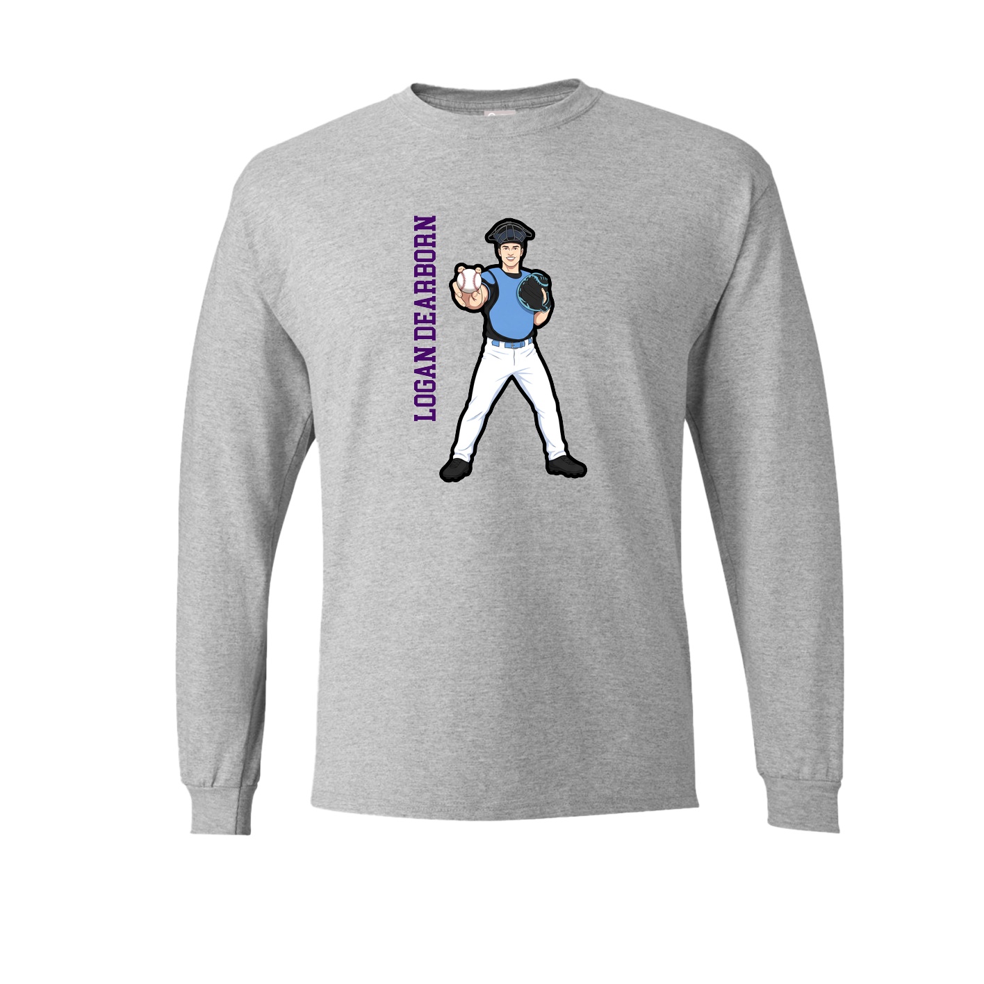 Long Sleeve Tee — Name Vertical in Grey