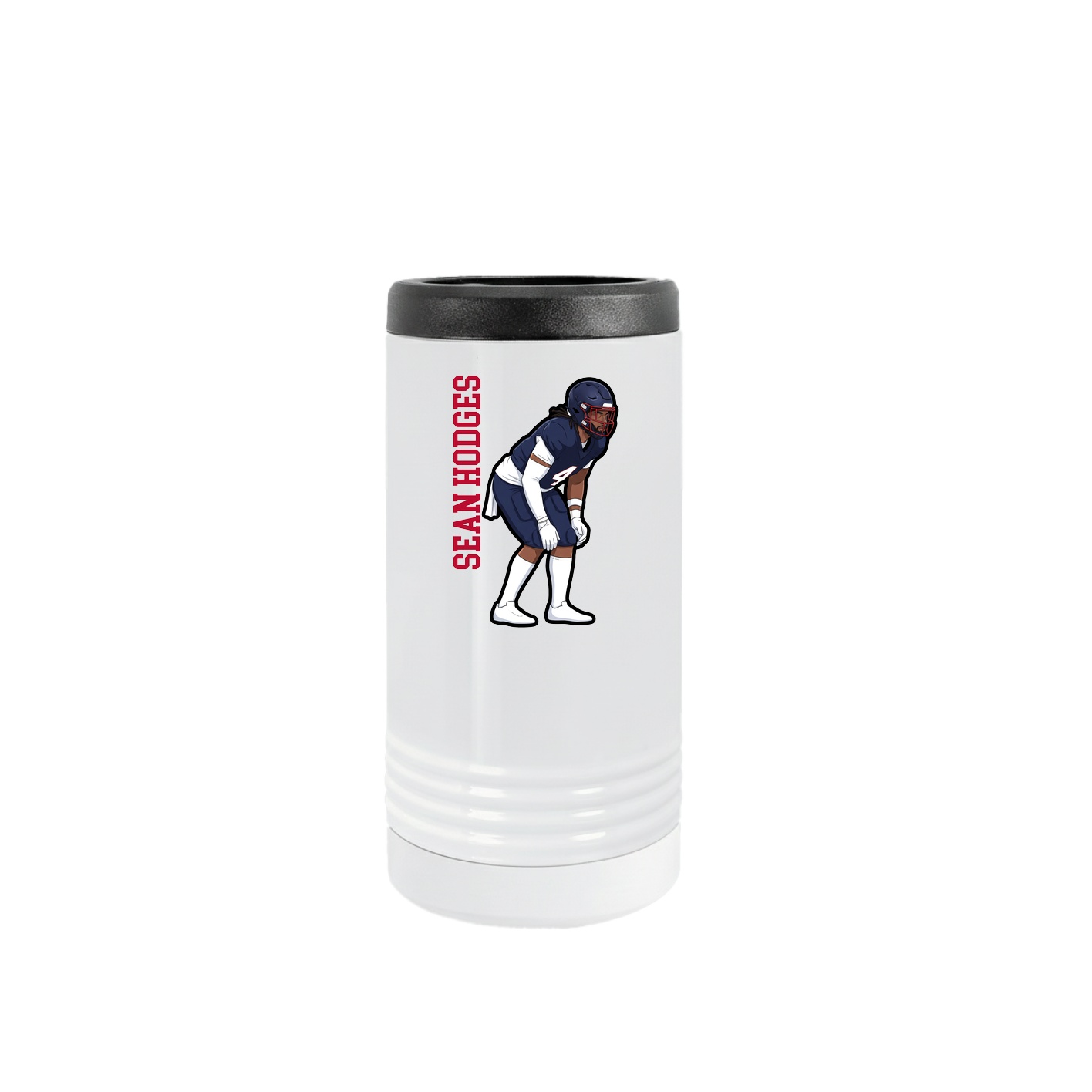 Slim Beverage Holder — Name Vertical in White