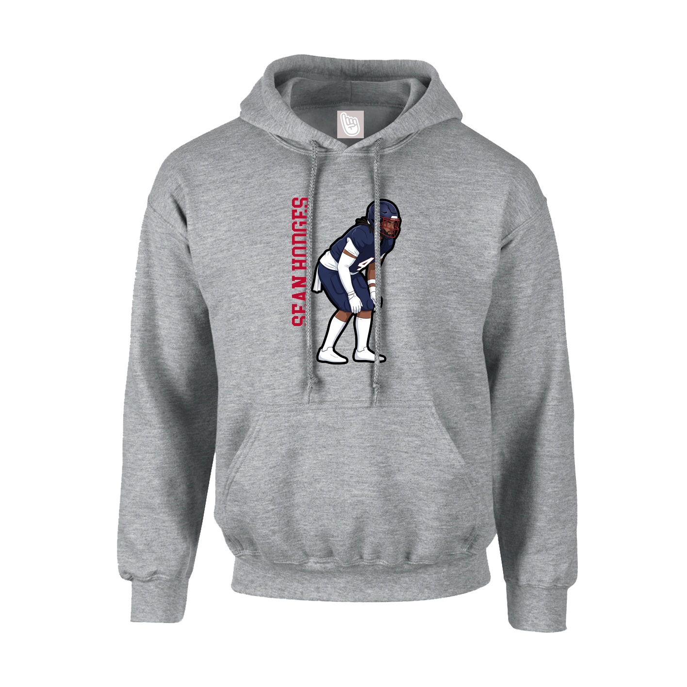Hoodie — Name Vertical in Grey