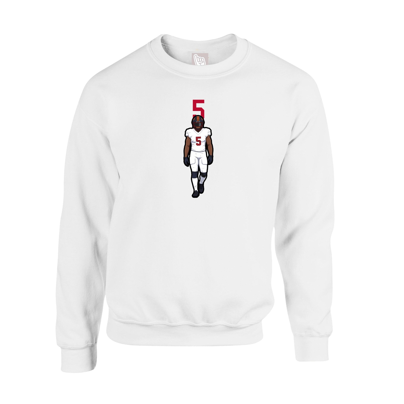 Fleece Crew — Number Top in White