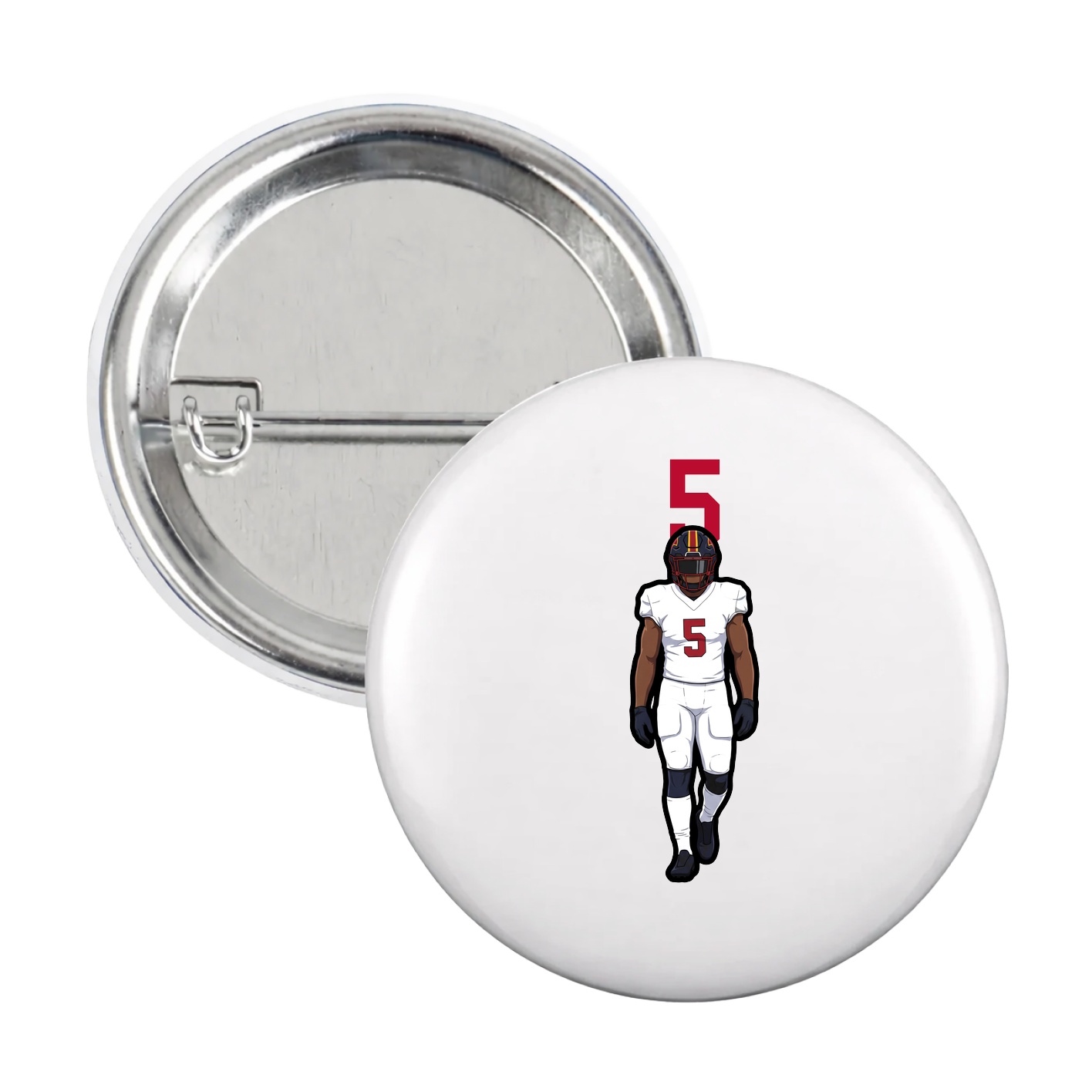 Game Day Button — Number Top in White