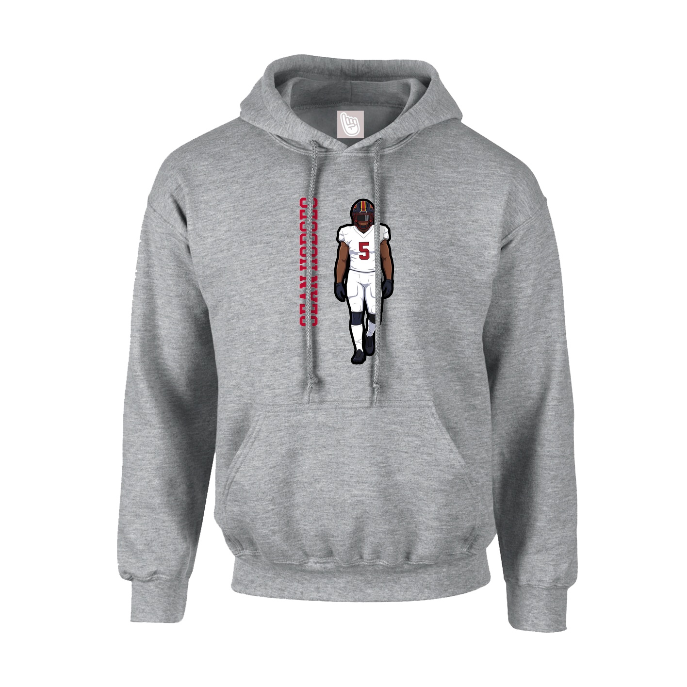 Hoodie — Name Vertical in Grey