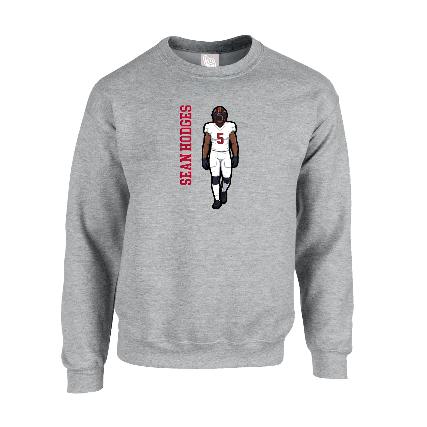 Fleece Crew — Name Vertical in Grey