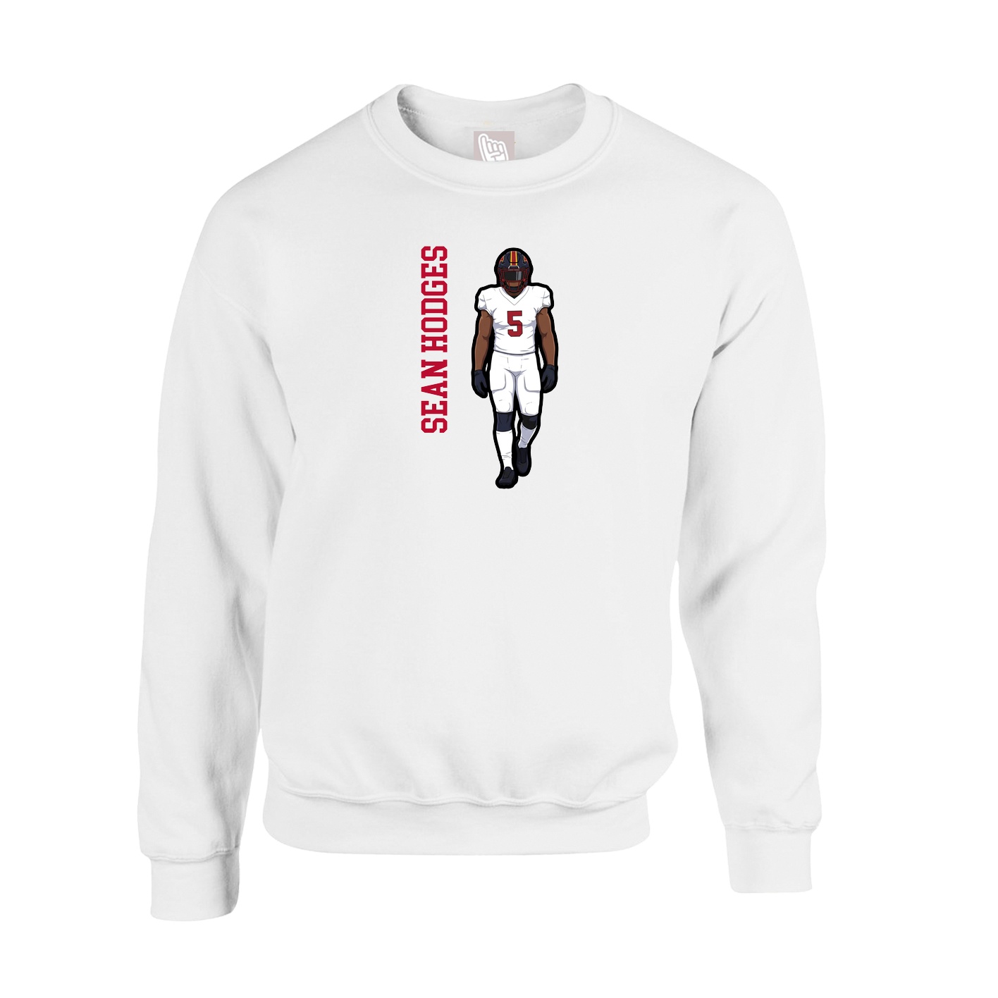 Fleece Crew — Name Vertical in White