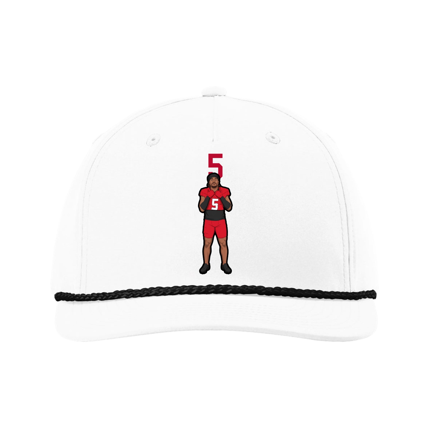 Five-Panel Classic Rope Cap — Number Top in White