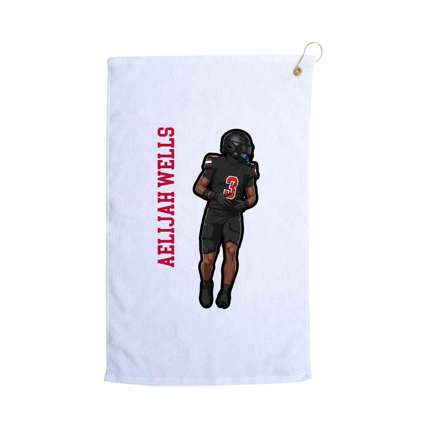 Golf Towel — Name Vertical in White