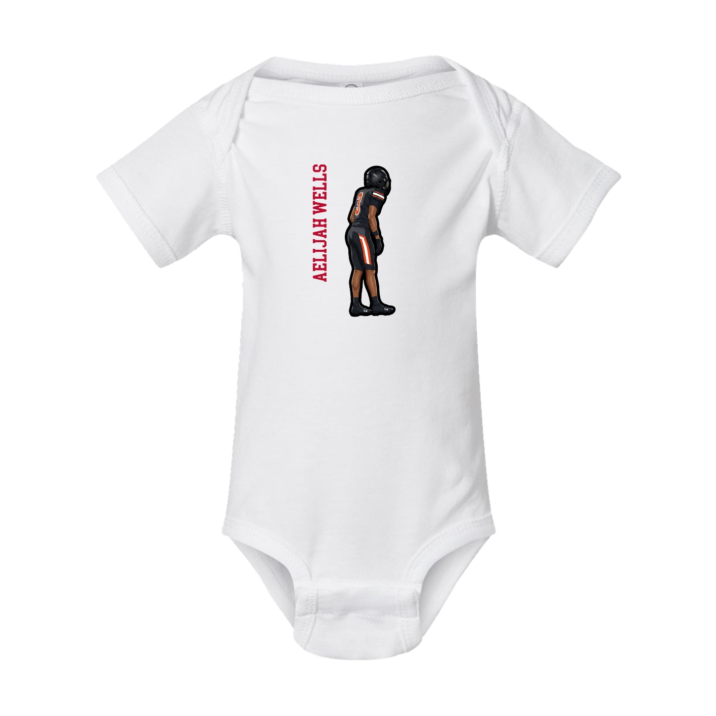 Baby Onesie — Name Vertical in White
