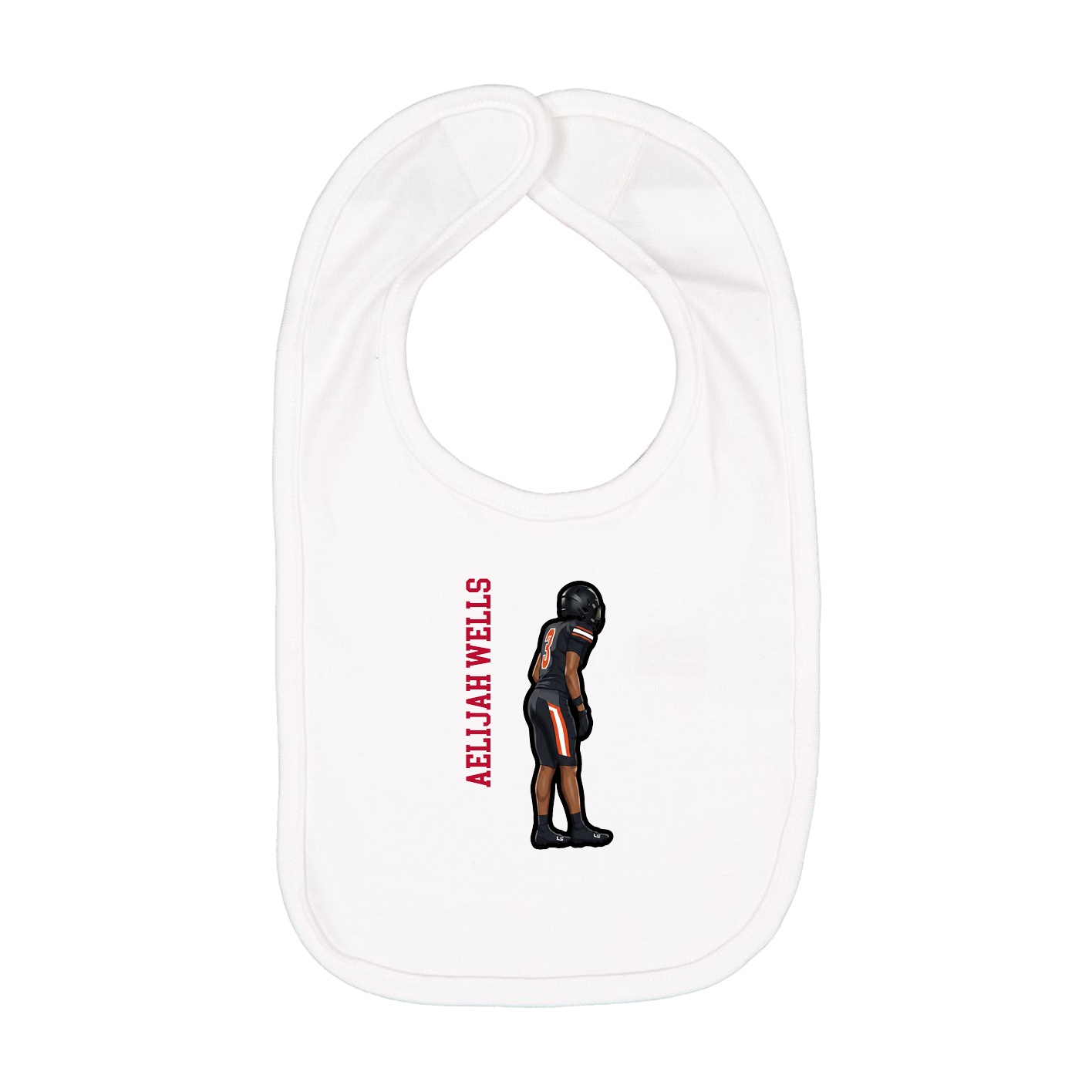 Infant Bib — Name Vertical in White