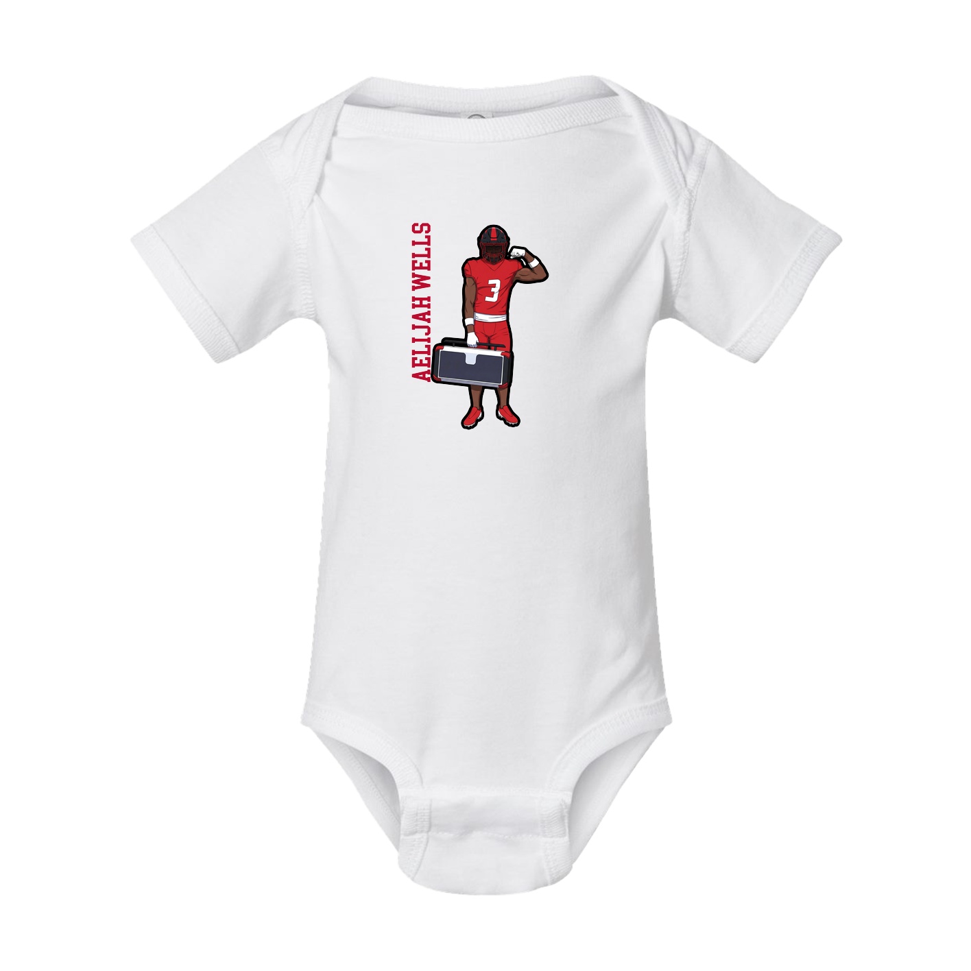 Baby Onesie — Name Vertical in White