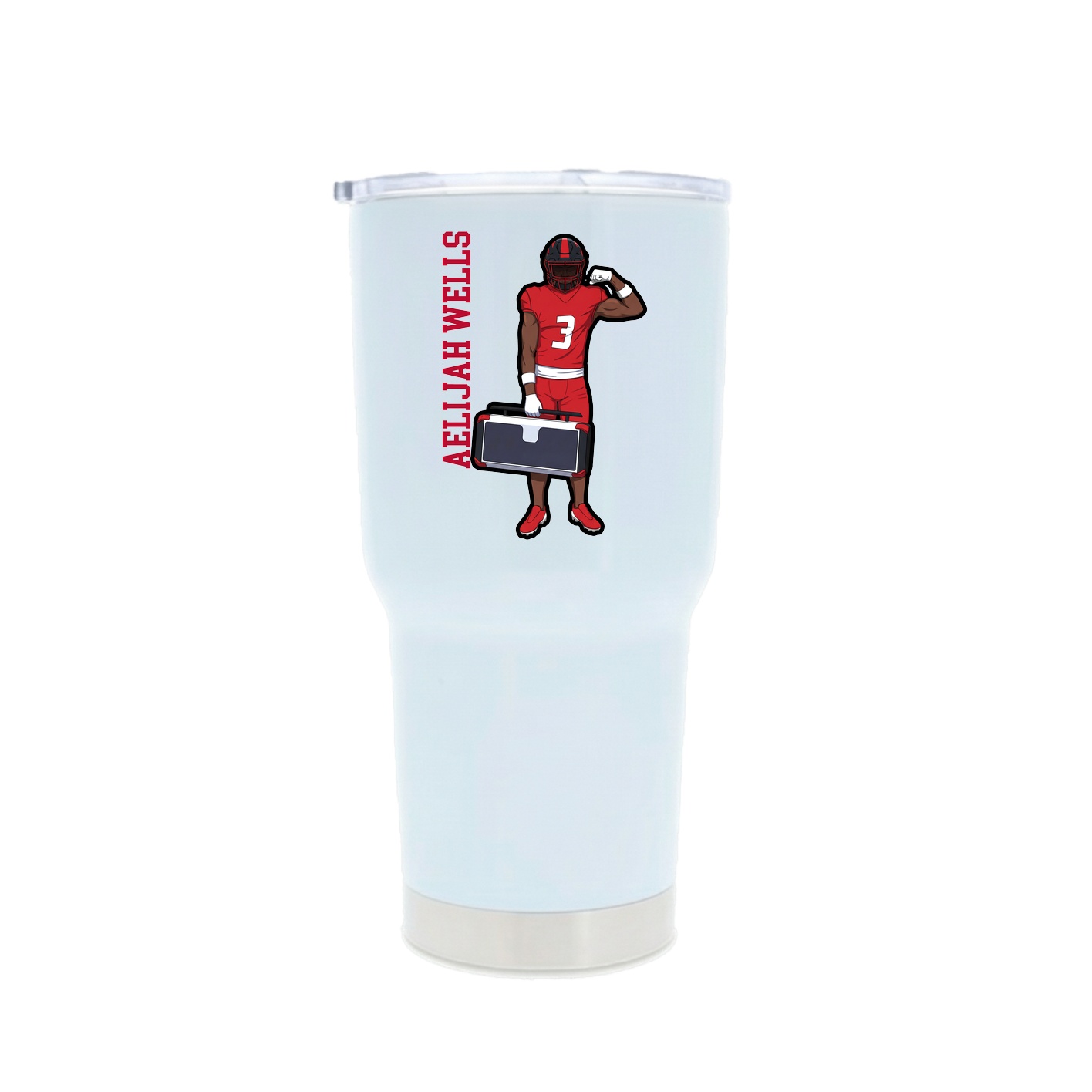30oz Stainless Steel Tumbler — Name Vertical in White