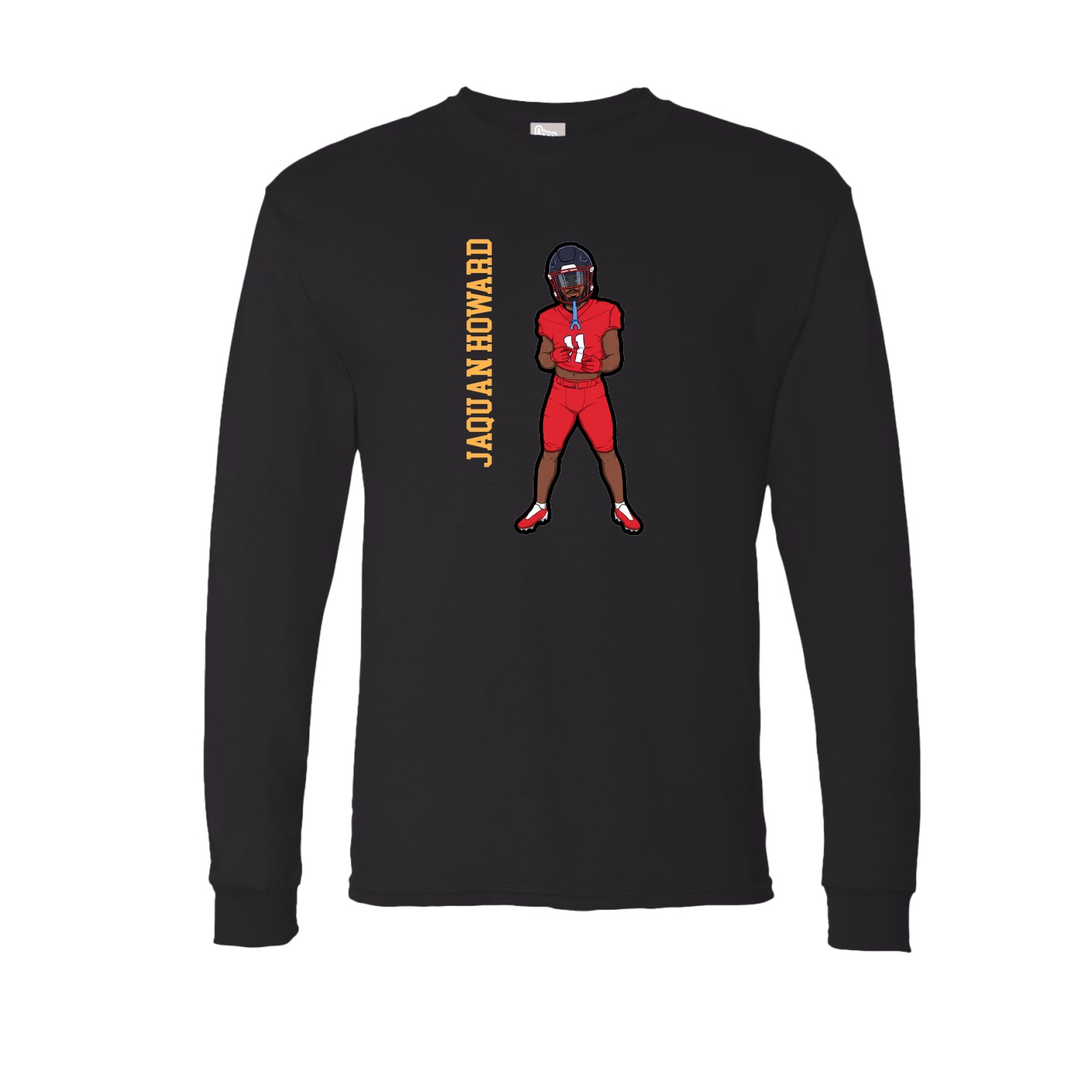 Long Sleeve Tee — Name Vertical in Black