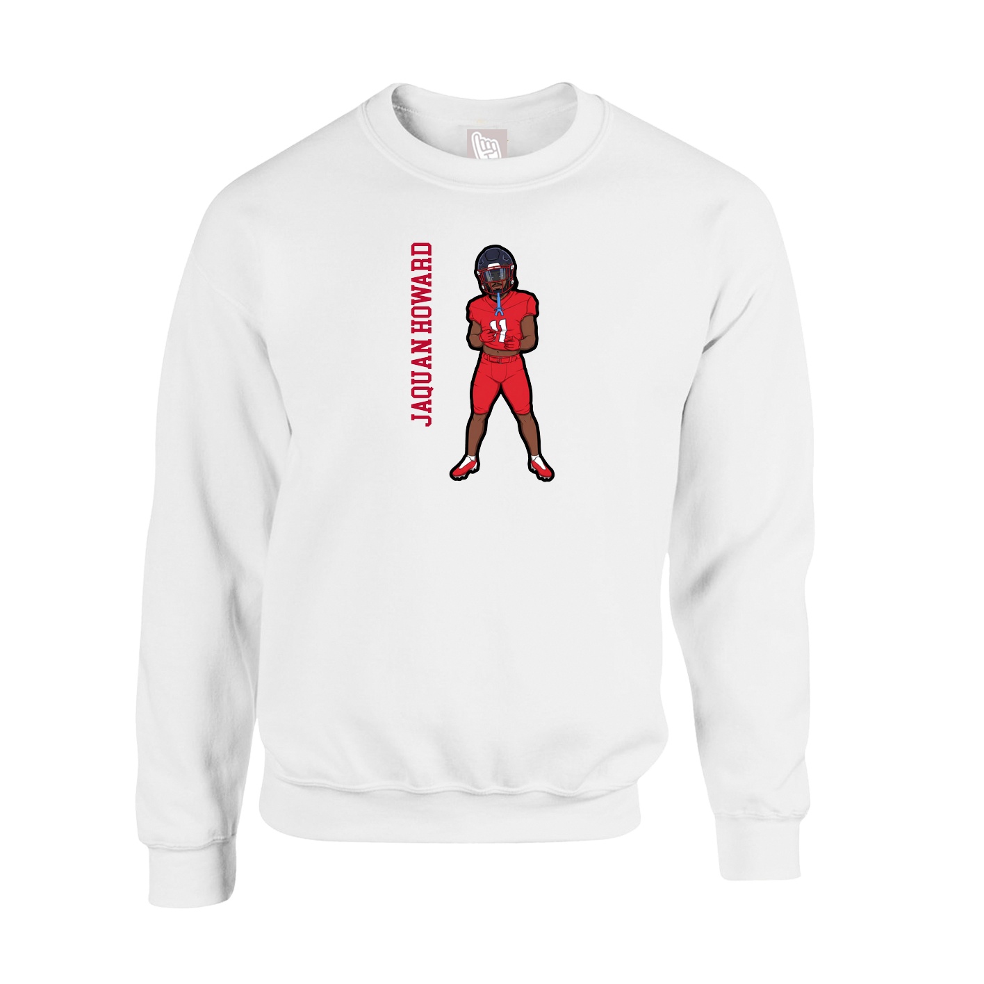 Fleece Crew — Name Vertical in White
