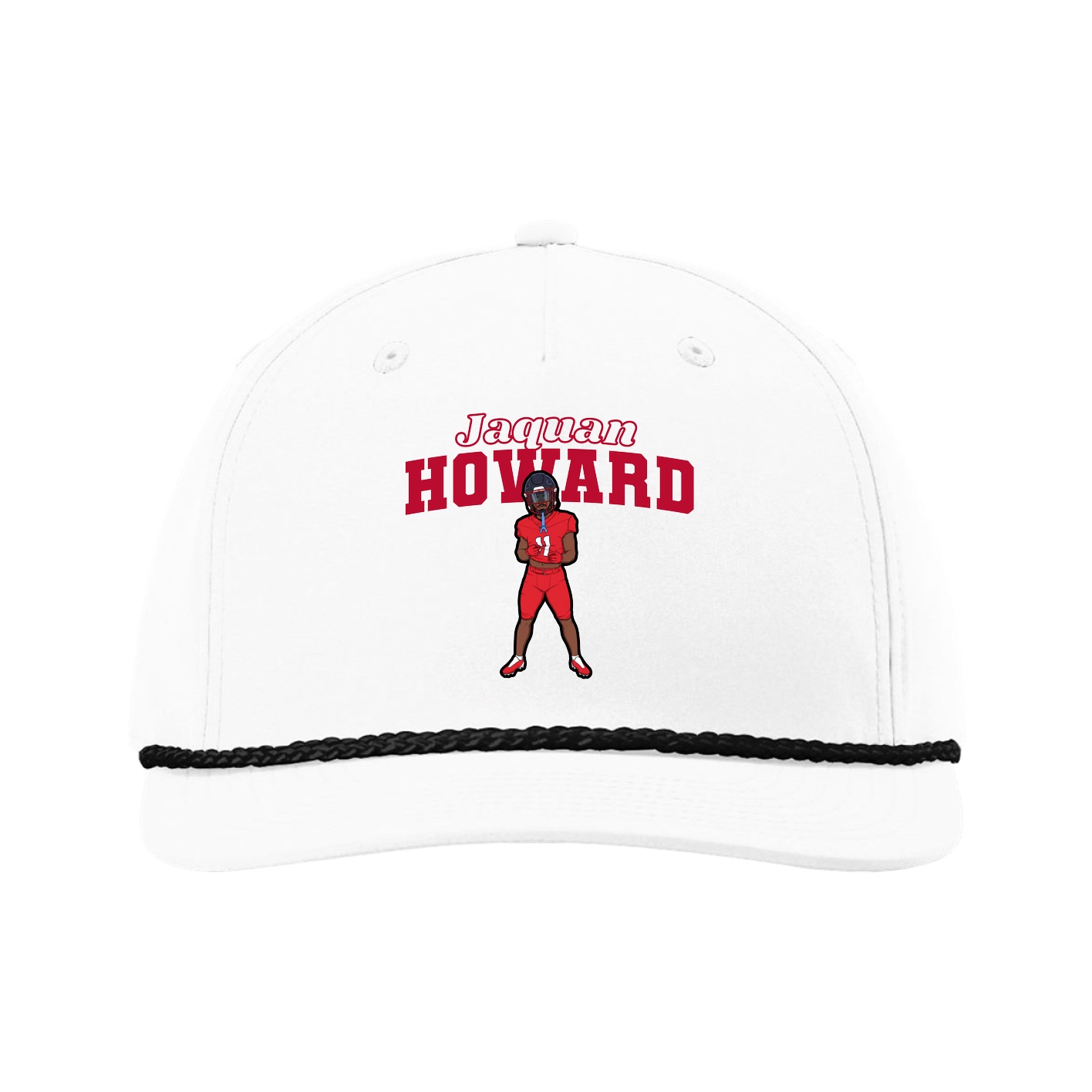 Five-Panel Classic Rope Cap — Name Arch in White