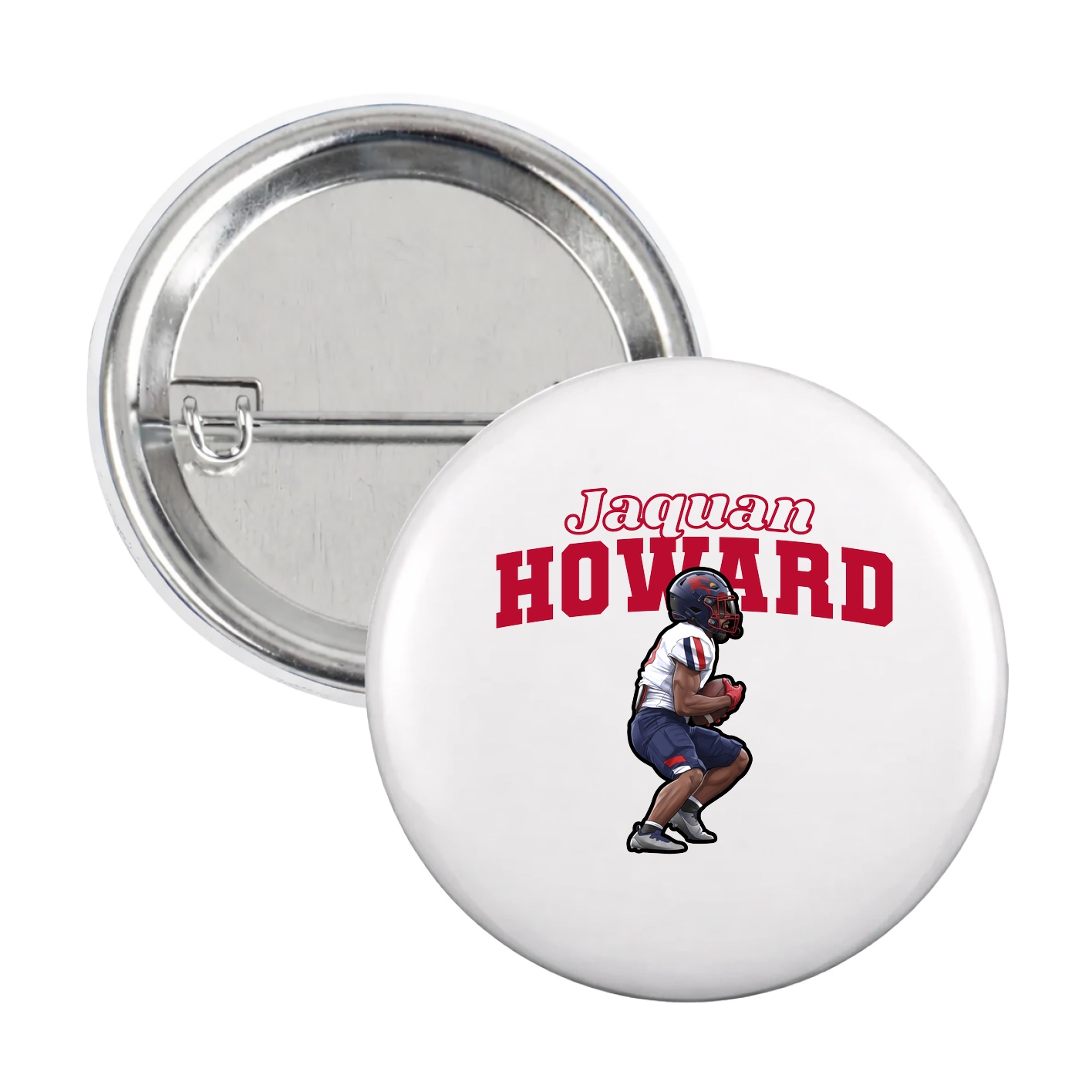 Game Day Button — Name Arch in White