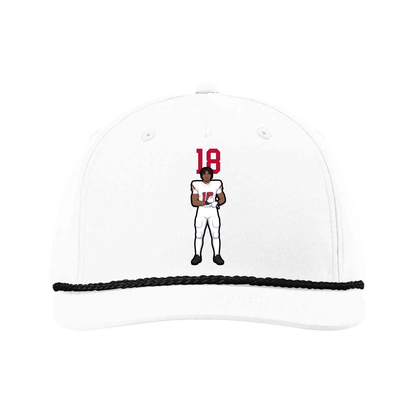 Five-Panel Classic Rope Cap — Number Top in White