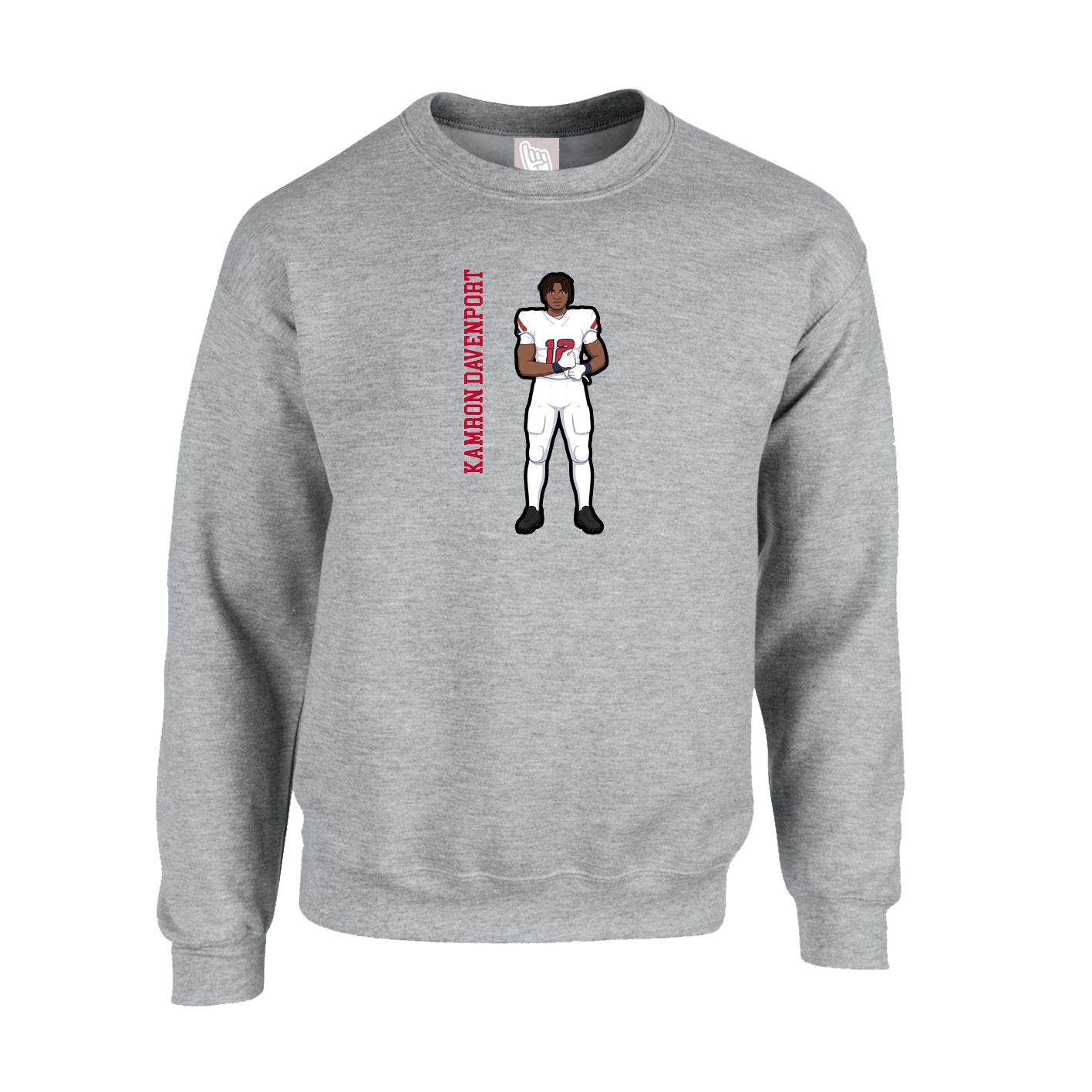 Fleece Crew — Name Vertical in Grey