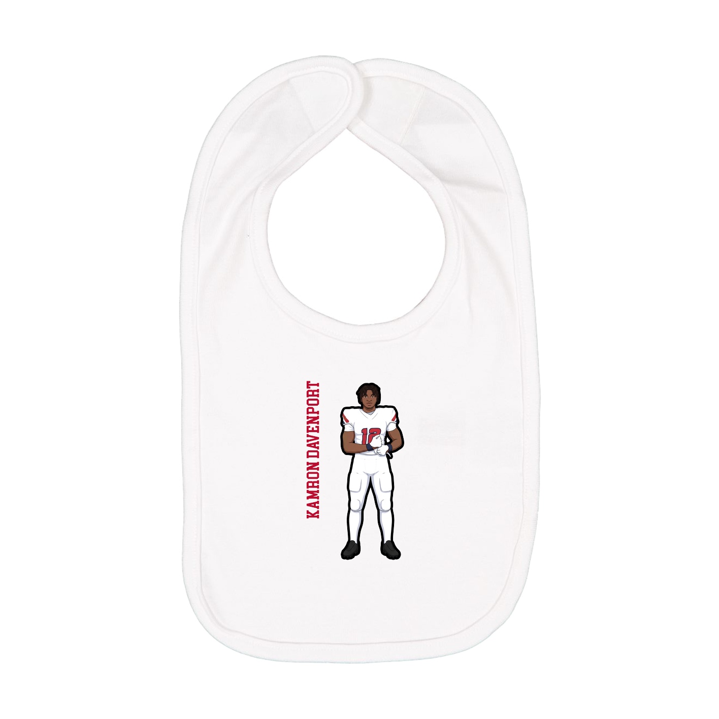 Infant Bib — Name Vertical in White
