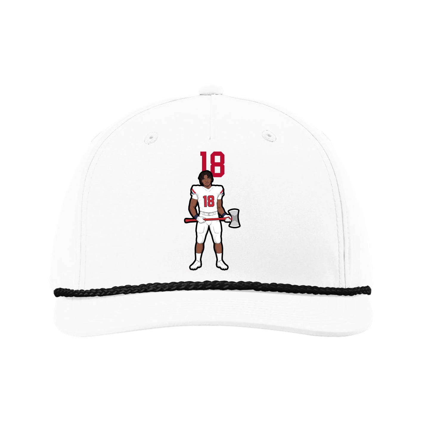 Five-Panel Classic Rope Cap — Number Top in White