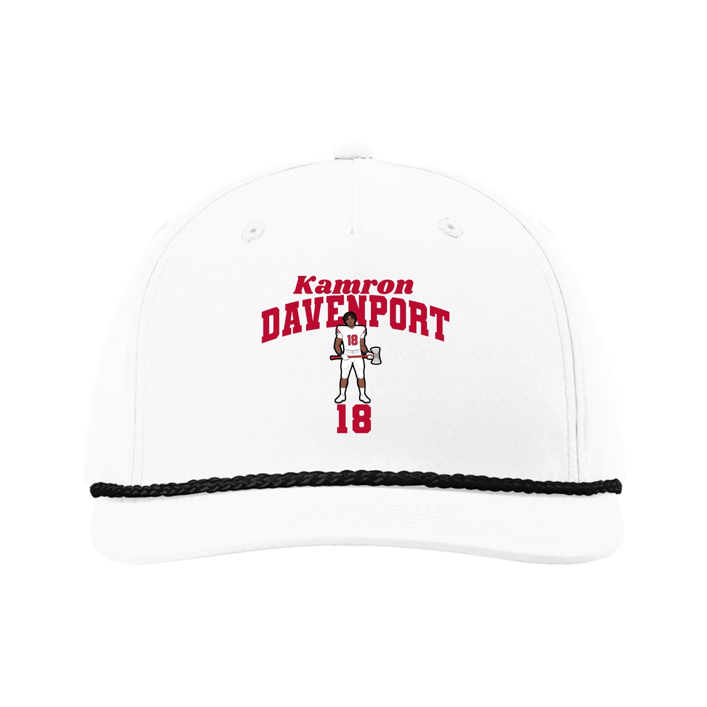 Five-Panel Classic Rope Cap — Signature Arch in White