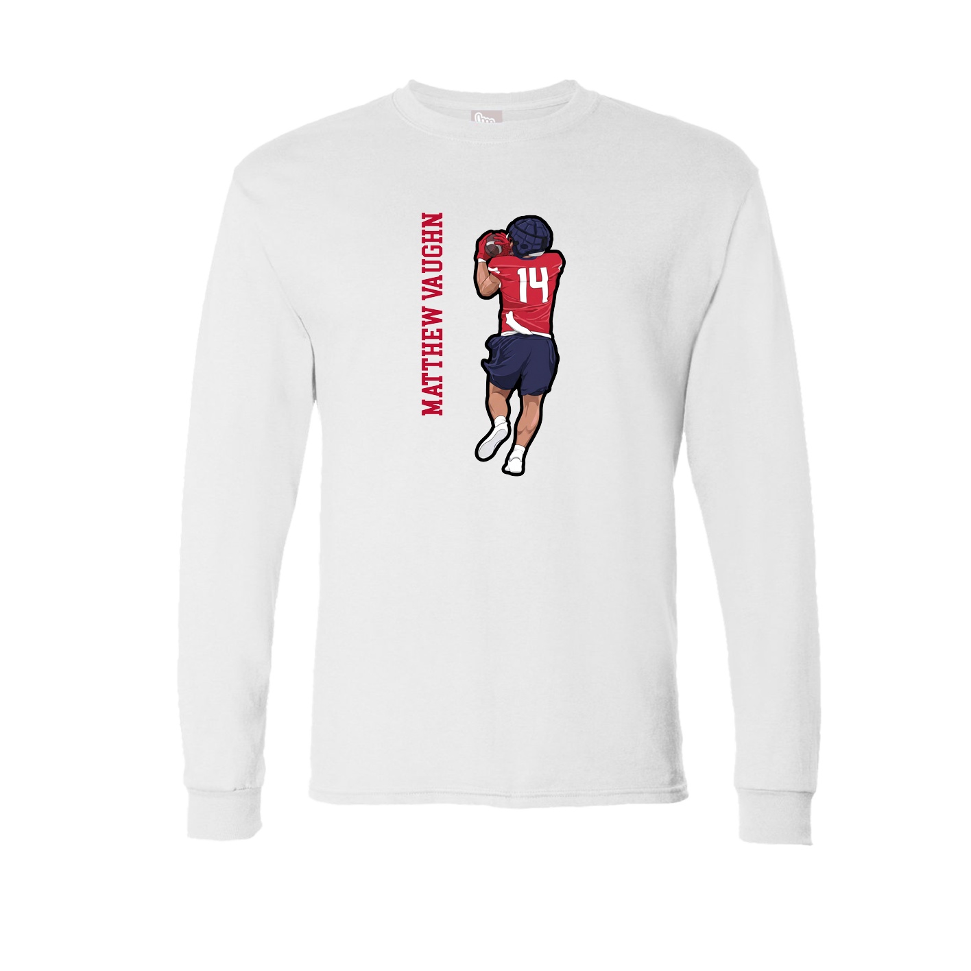 Long Sleeve Tee — Name Vertical in White