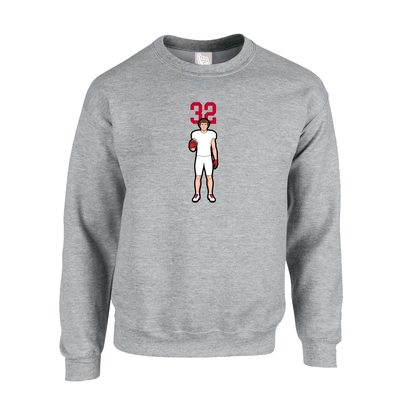 Fleece Crew — Number Top in Grey