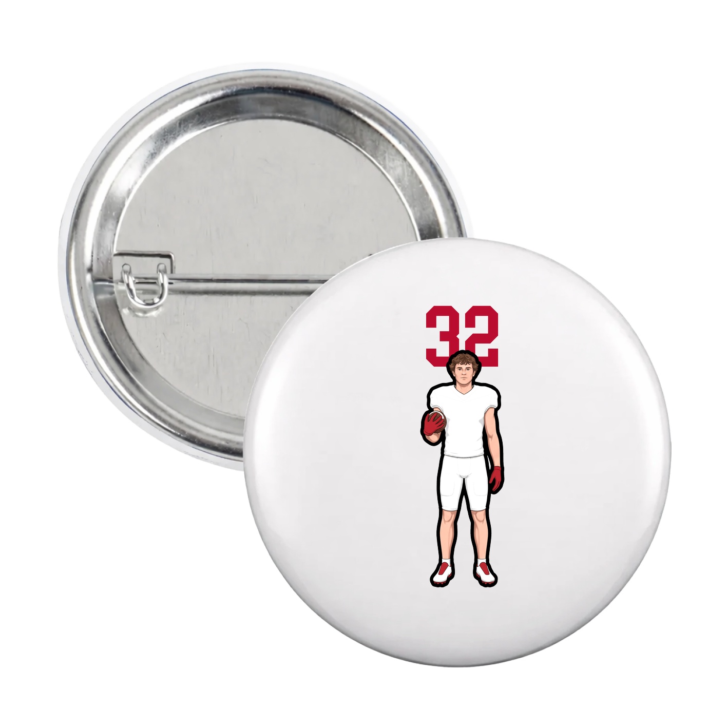 Game Day Button — Number Top in White
