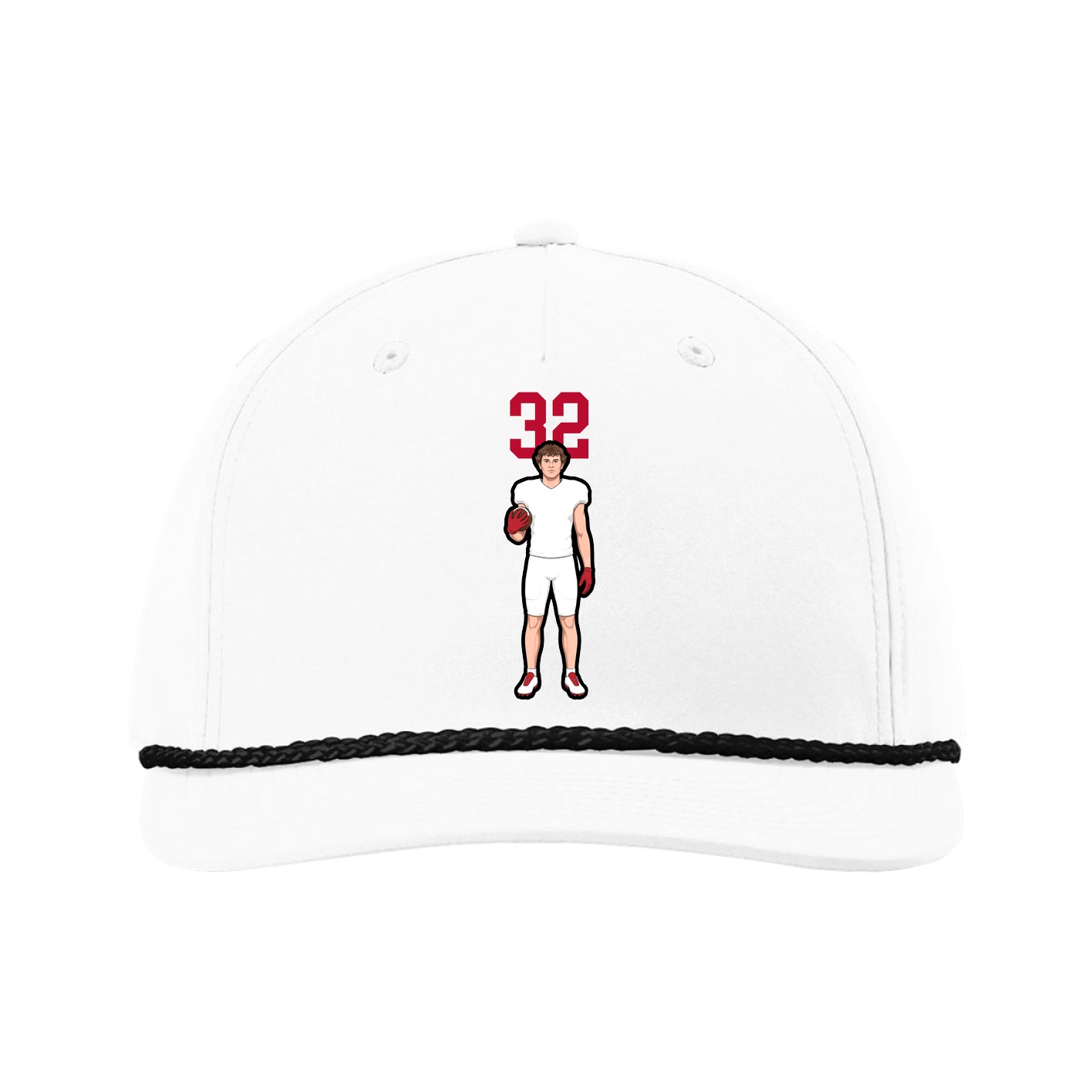 Five-Panel Classic Rope Cap — Number Top in White