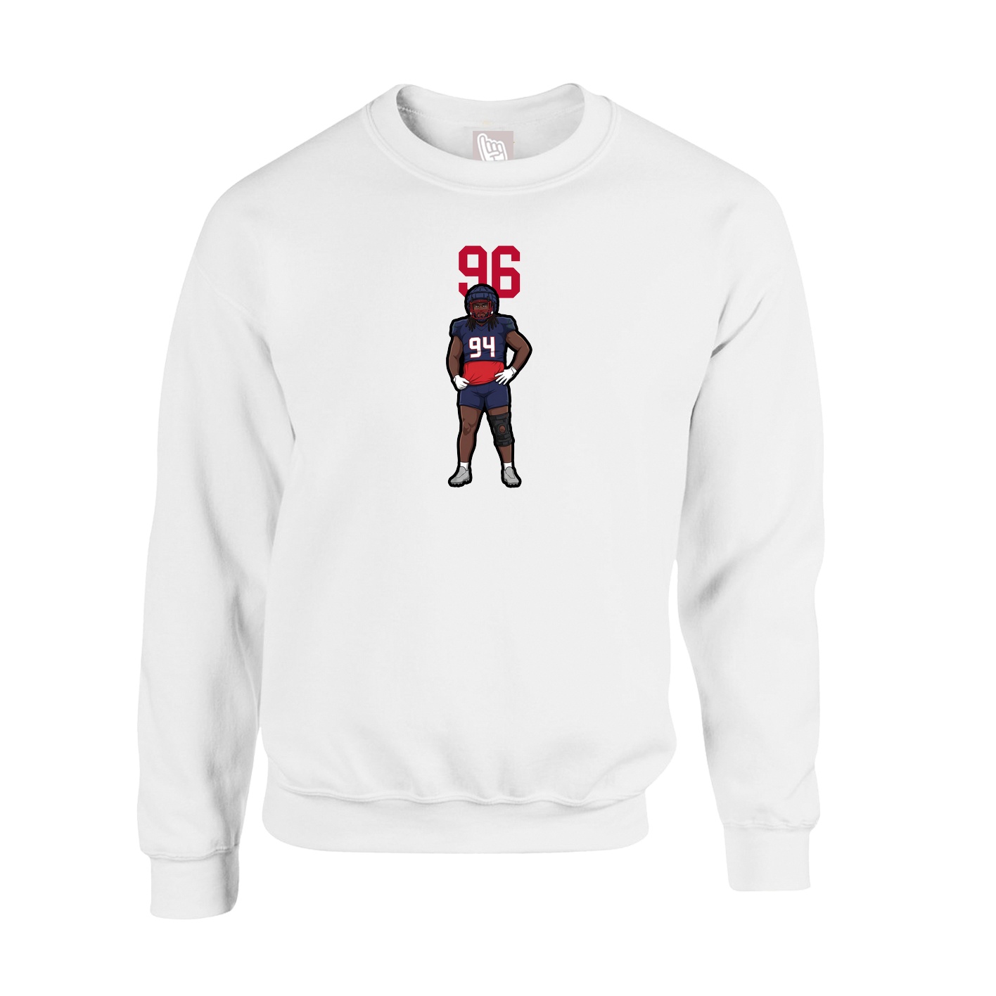 Fleece Crew — Number Top in White