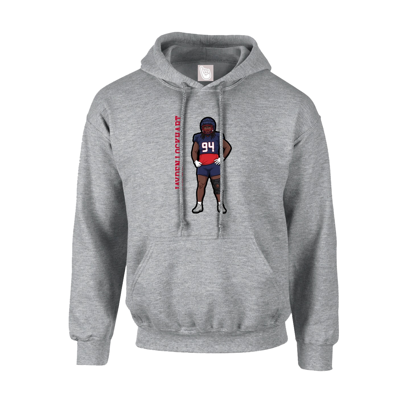 Hoodie — Name Vertical in Grey