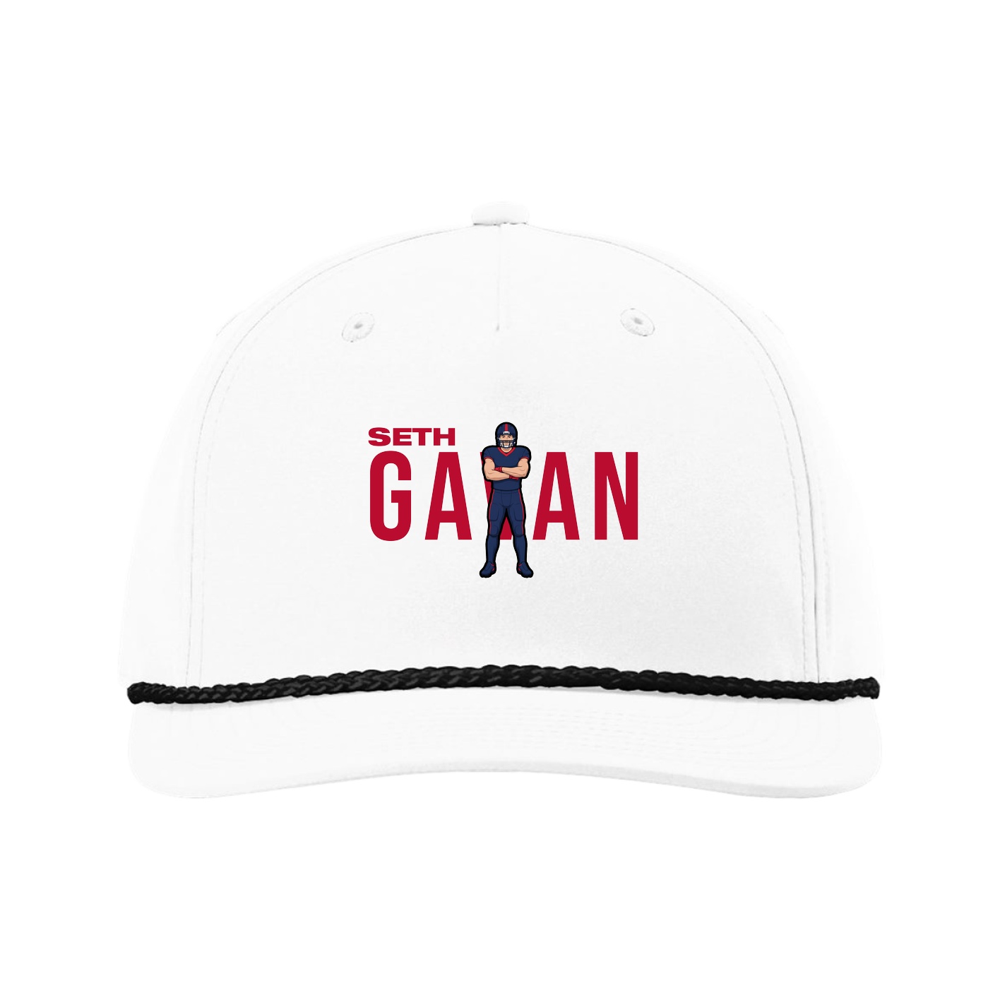Five-Panel Classic Rope Cap — Player Name in White