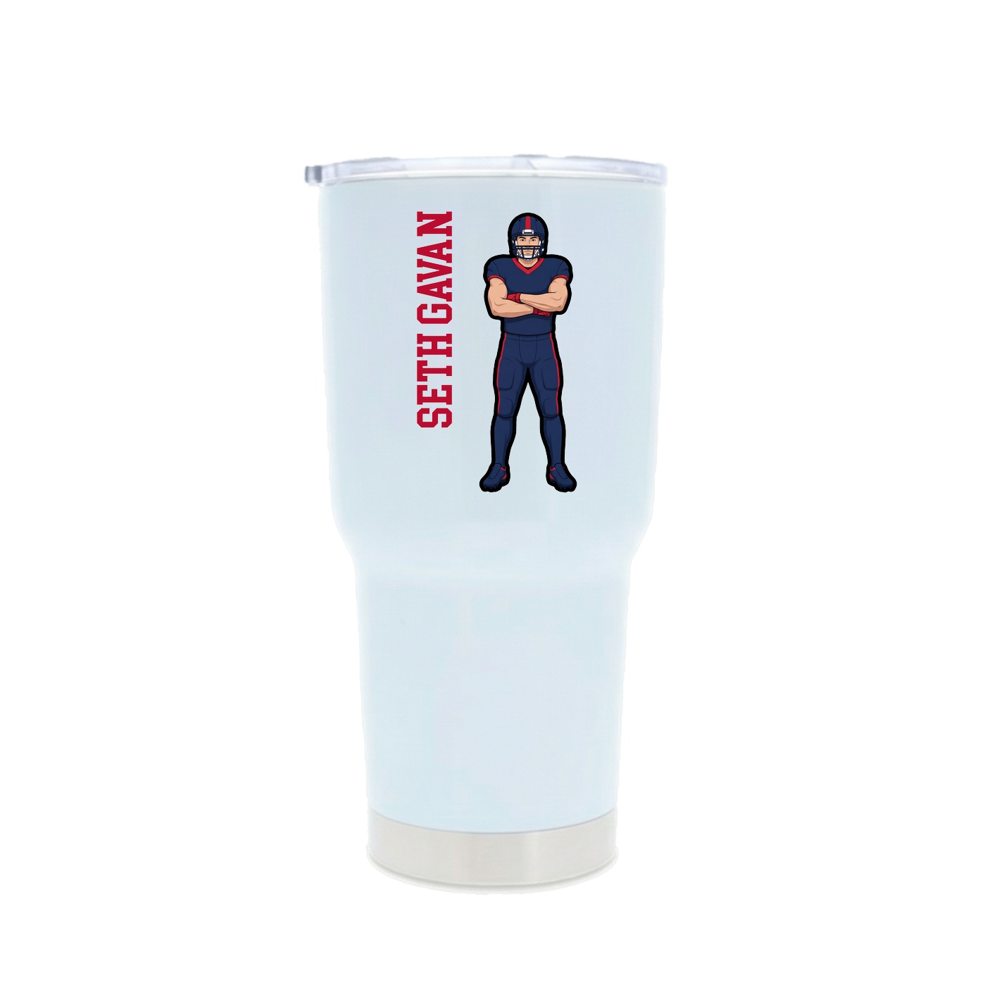 30oz Stainless Steel Tumbler — Name Vertical in White