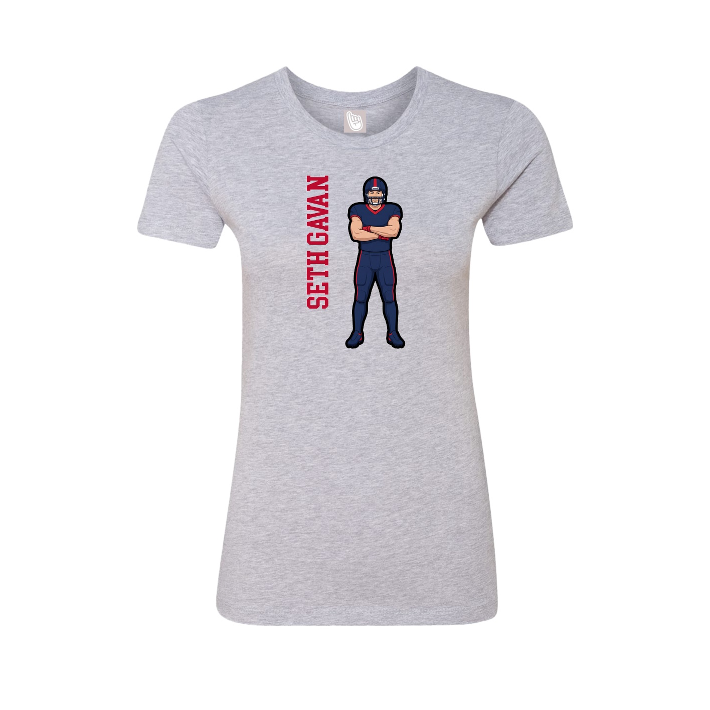 Fitted Women's Tee — Name Vertical in Grey
